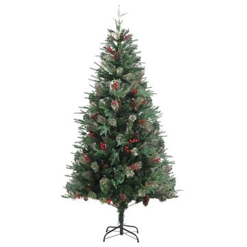 furnicato Künstlicher Weihnachtsbaum Weihnachtsbaum mit Zapfen Grün 225 cm PVC & PE