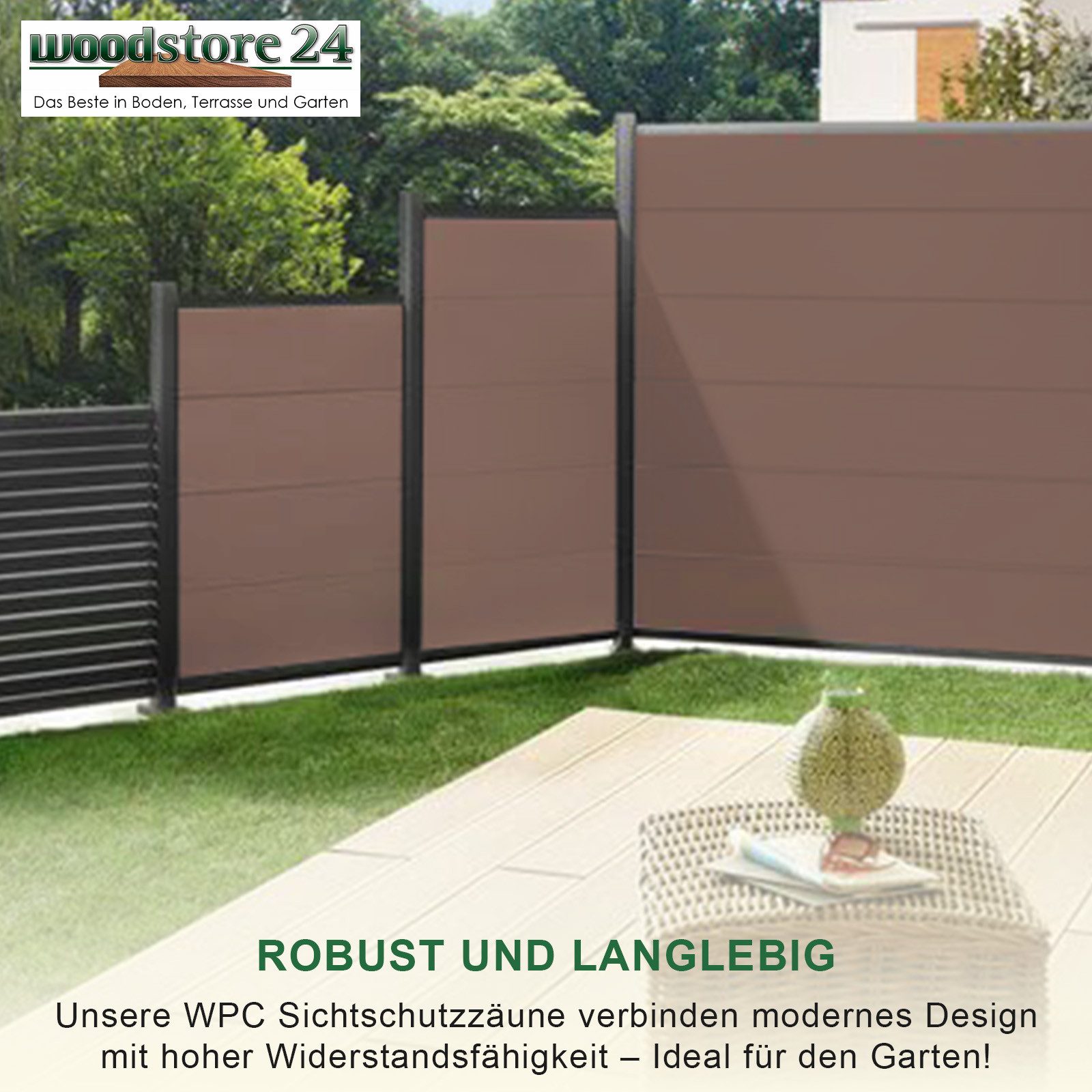 Woodstore24 Zaun WoodoZaun WPC Gartenzaun gebürstete günstig online kaufen