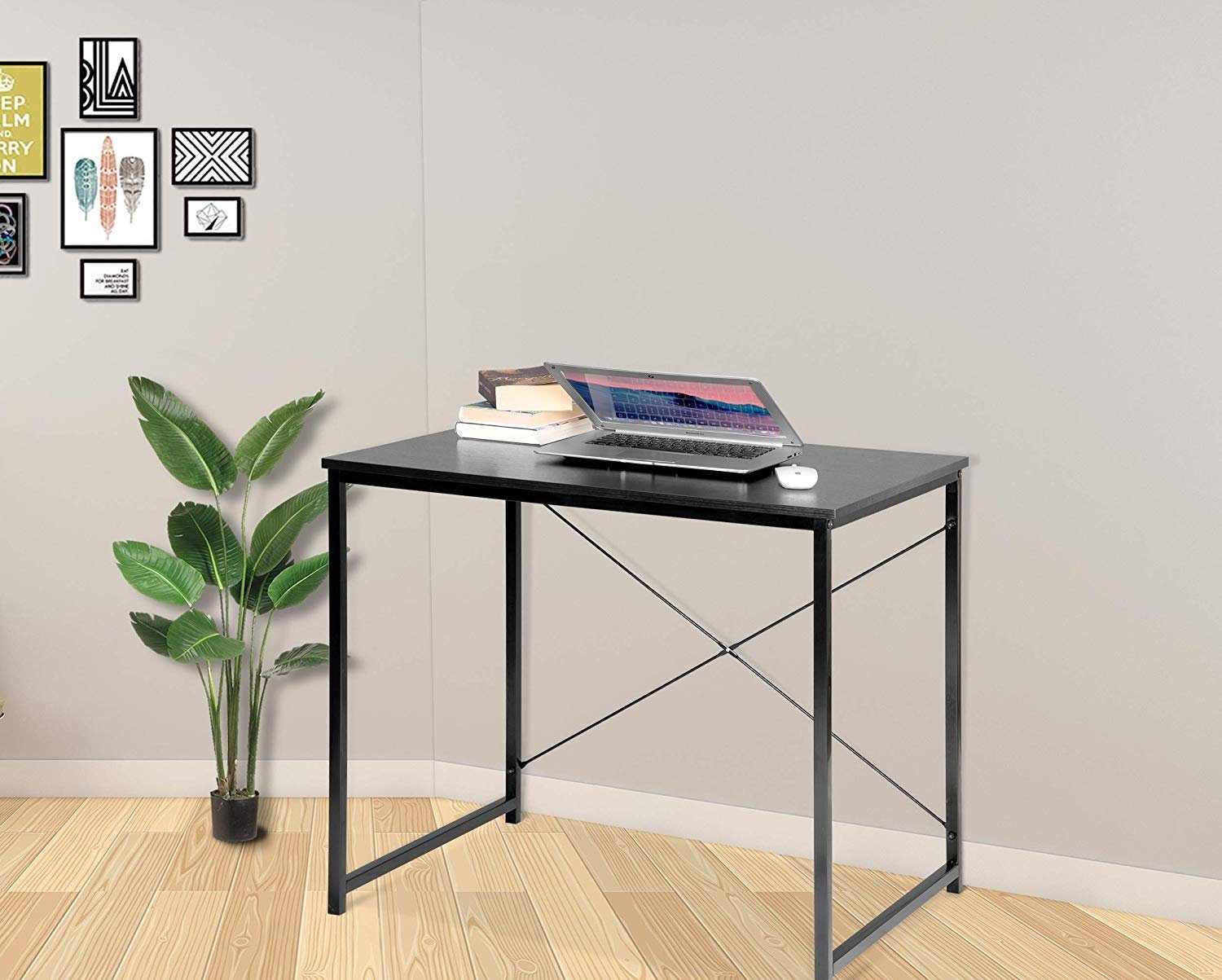 Woltu Schreibtisch (1-St), PC Eisen-Gestell, cm mit 70 Schwarz 80 x x Tisch 60