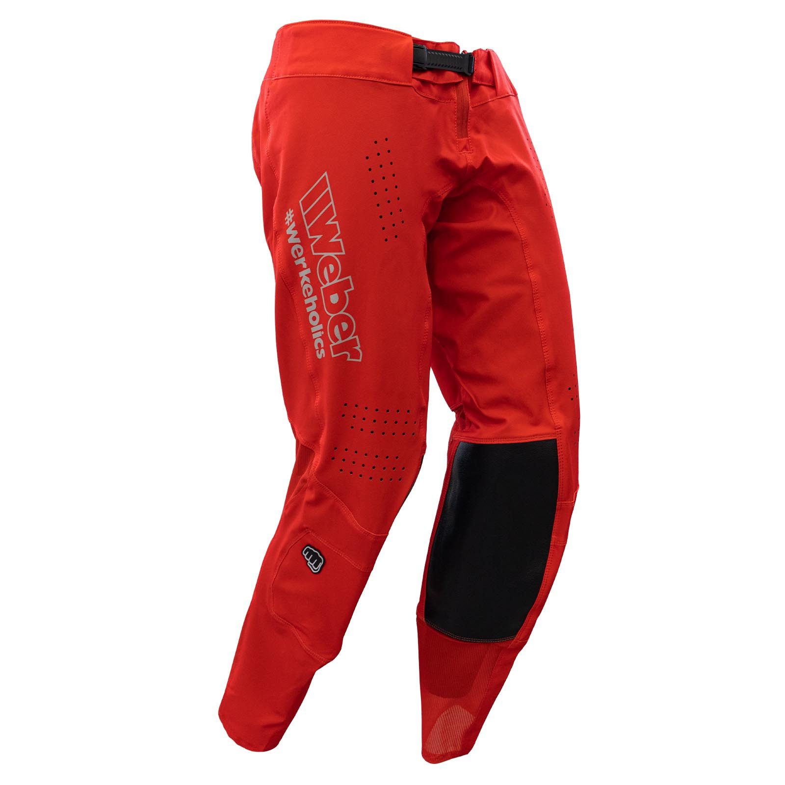 Weber GmbH Motorradhose Weber #Werkeholics Flow Hose rot großzügige Stretch- und Belüftungszonen, Ledereinsätze im Kniebereich