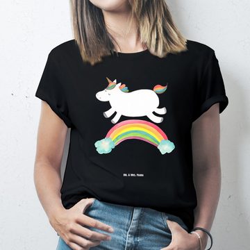 Mr. & Mrs. Panda T-Shirt Einhorn Regenbogen - Schwarz - Geschenk, T-Shirt, Unicorn, Erwachsenw (1-tlg)