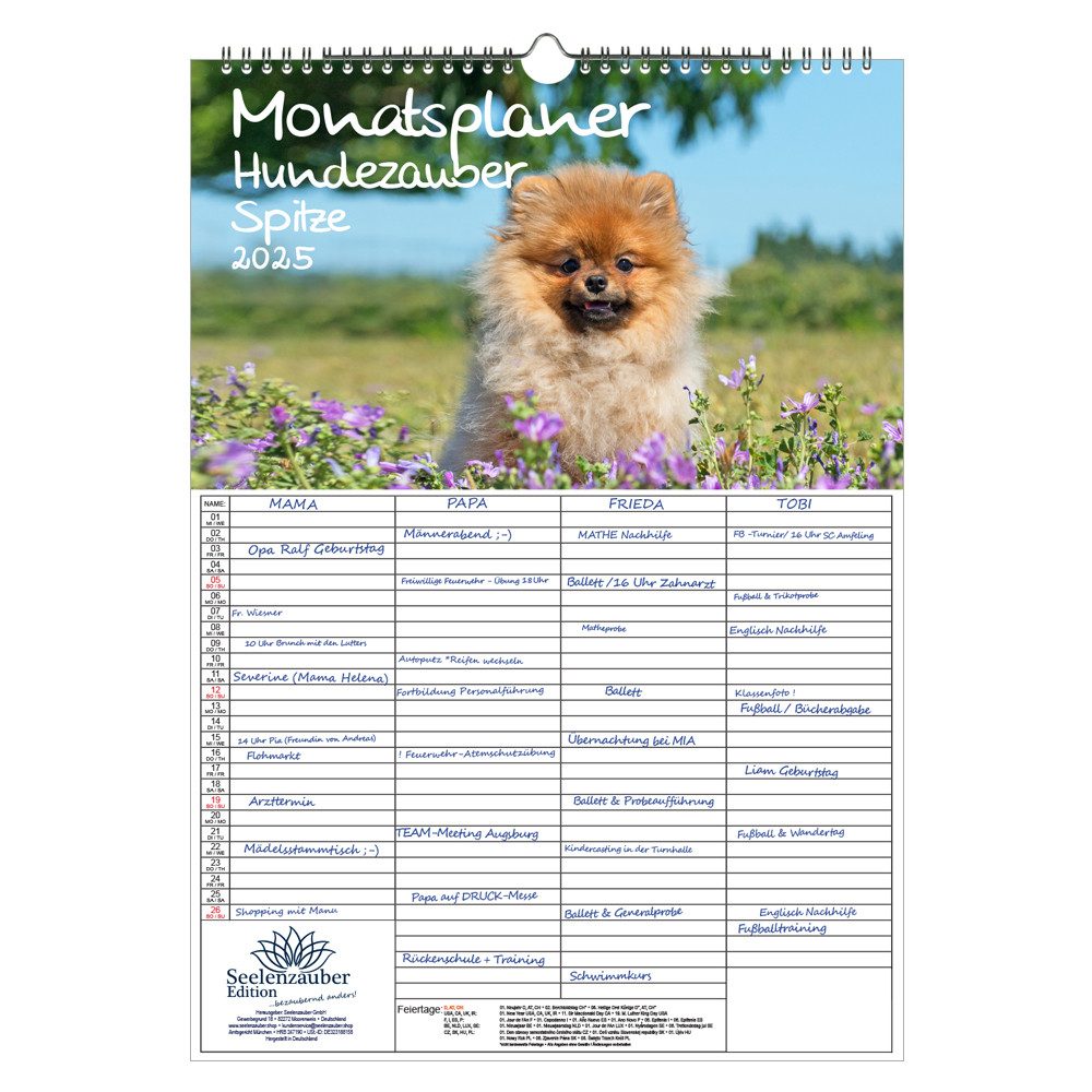 Seelenzauber Familienkalender Hundezauber Spitze Familien Planer