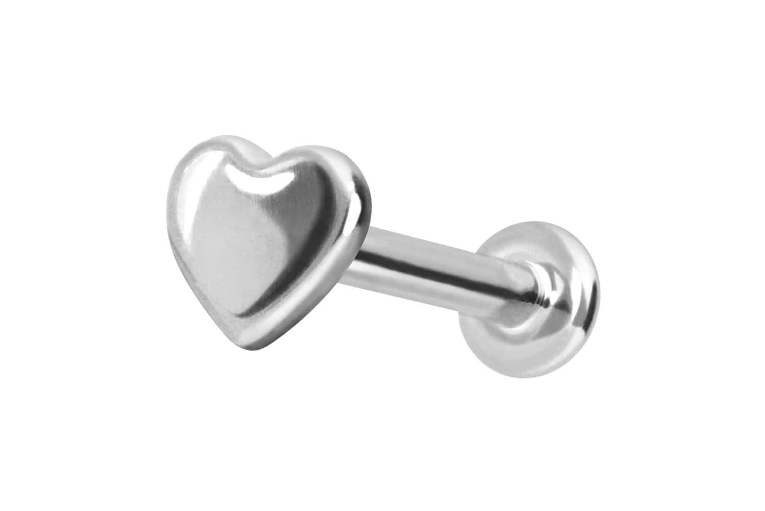 Piercing-Set 14 Karat Gold Labret mit Innengewinde HERZ