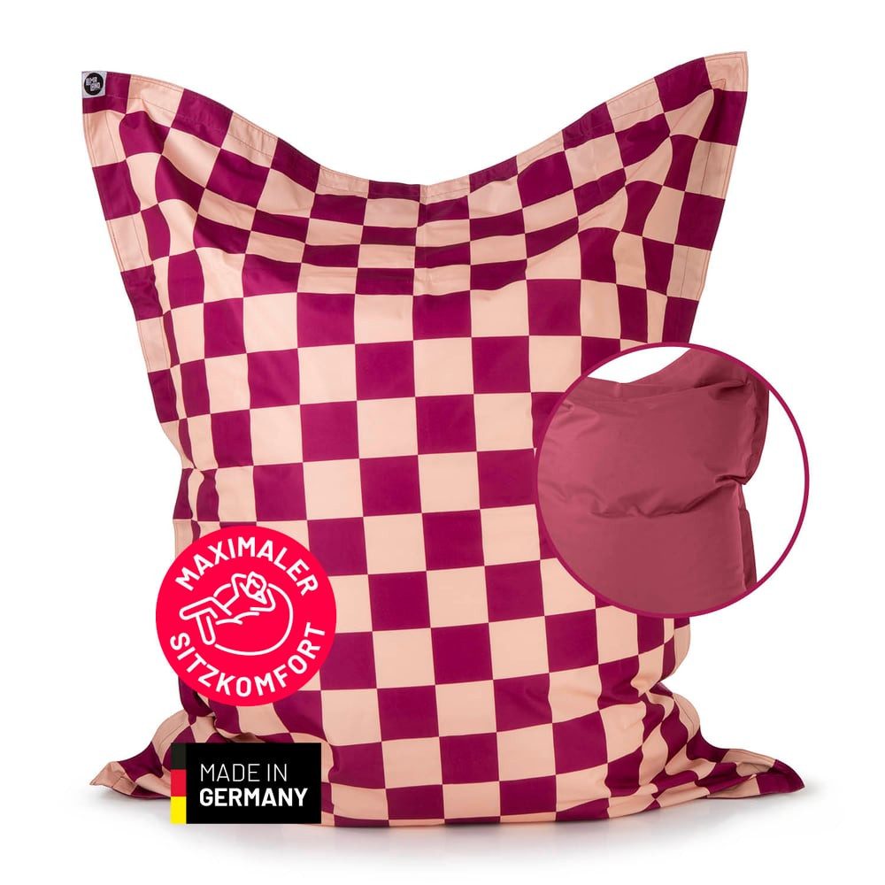 Lumaland Sitzsack XXL-Sitzsack Karo 380L weinrot/pfirsich, günstig online kaufen