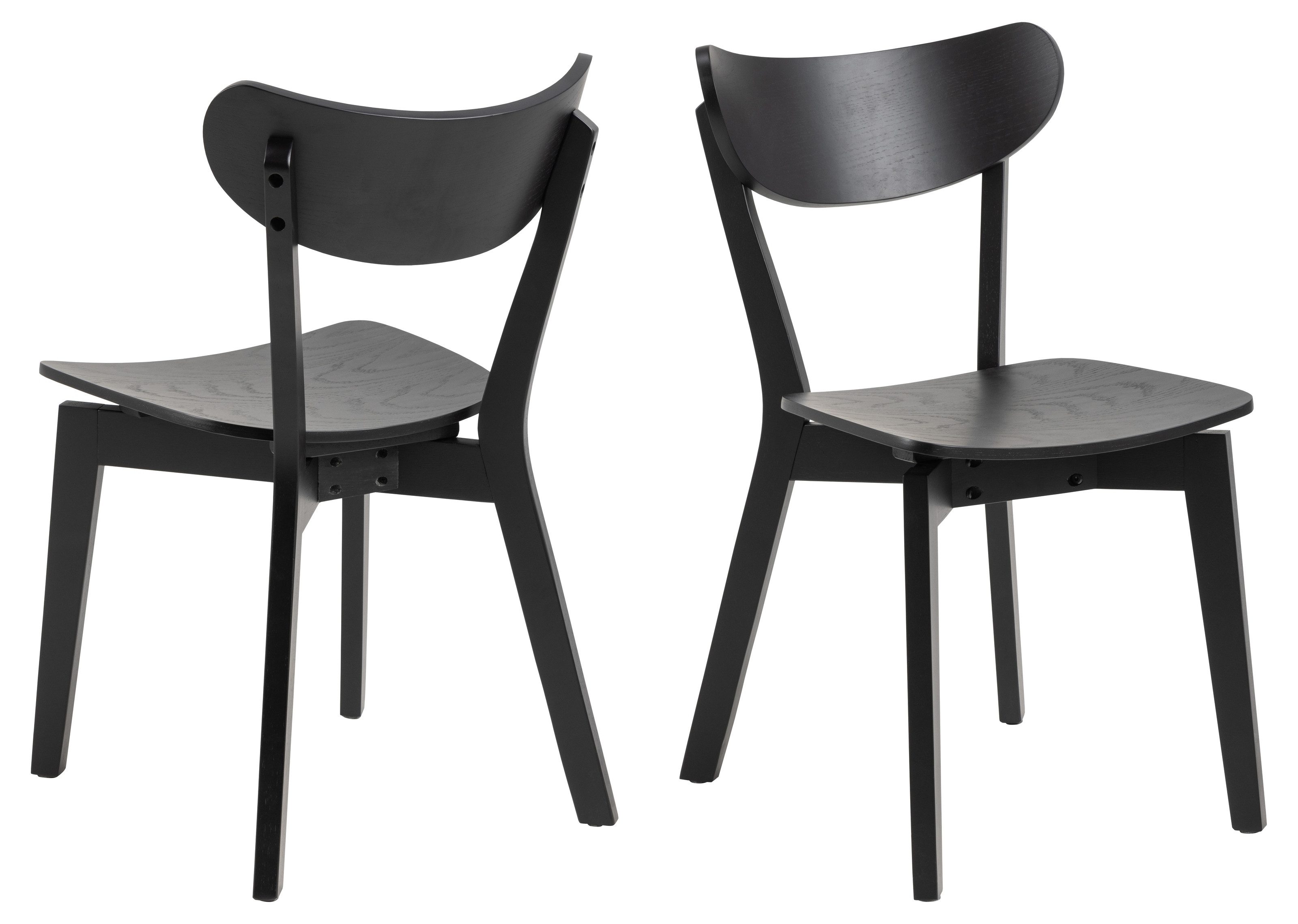 Esszimmerstuhl (2er-Set) in schwarz, Holz - 45x79,5x55cm (BxHxT)