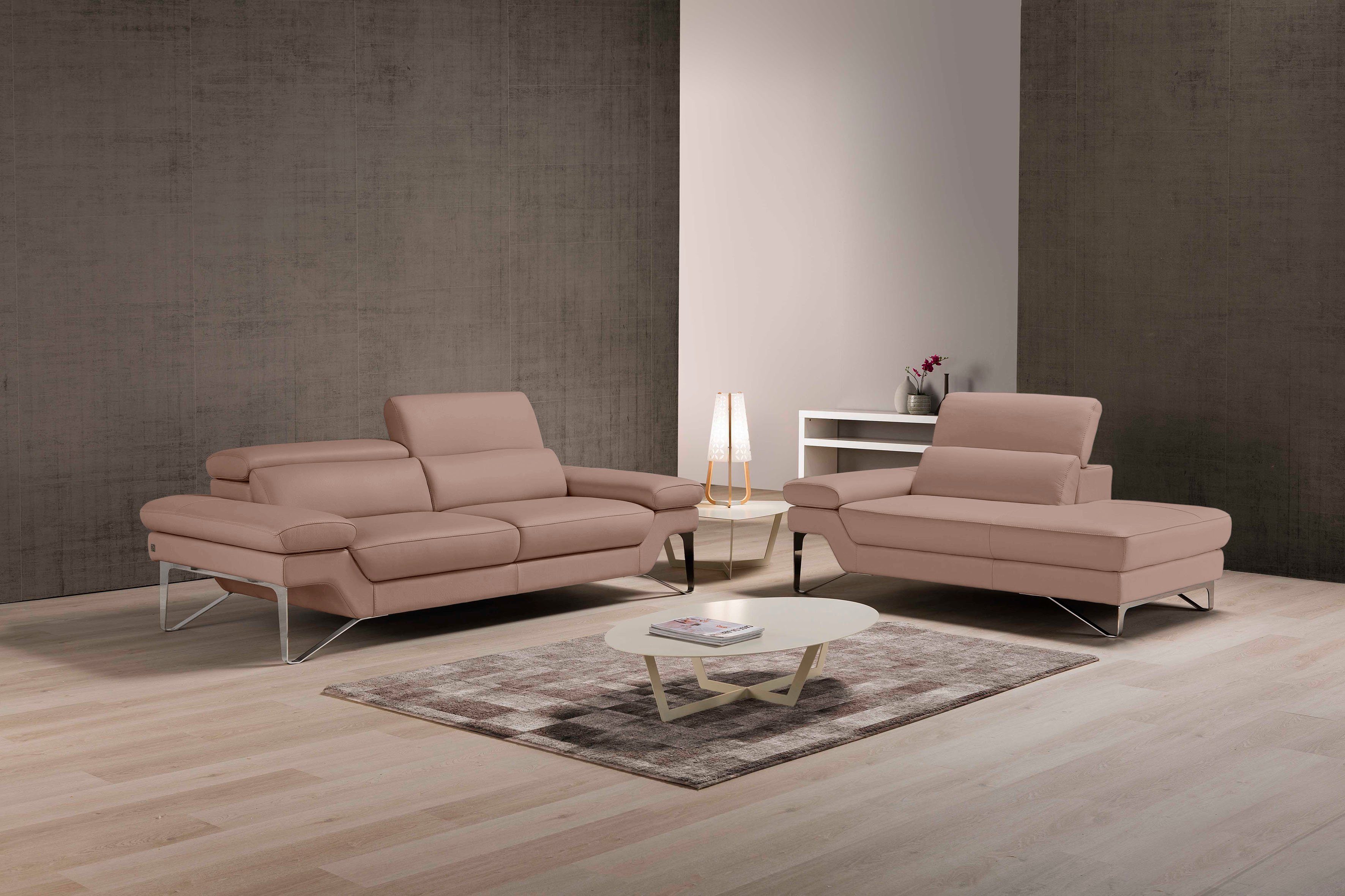 Egoitaliano Polstergarnitur Princess Design und Sitzkomfort im Einklang, bequem und hochwertig, Set aus 2,5 Sitzer und freitehende Ottomane, Kopfstützen verstellbar