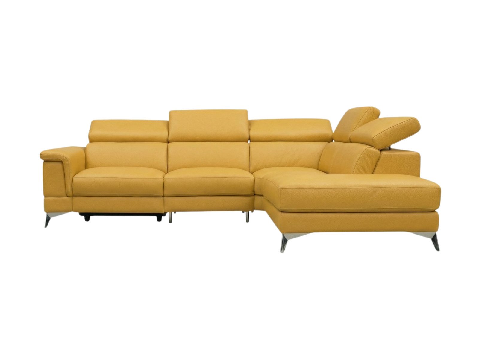 Villa Möbel Ecksofa Planet, L-Form 1 Teile, Echtleder-Ecksofa mit Kopfteilverstellung fürs Wohnzimmer