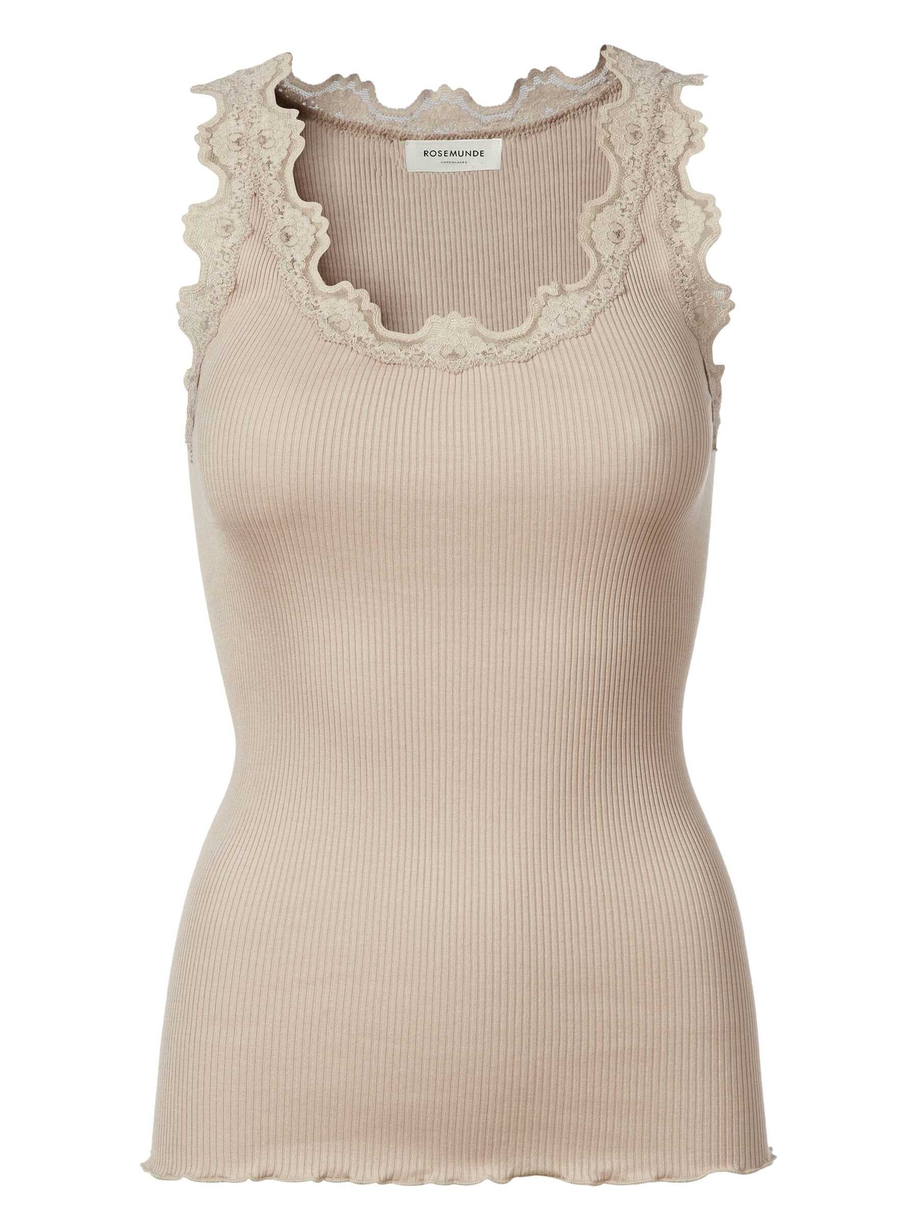 rosemunde Spitzentop Babette Silk Top mit Seide Vintage-Spitzenbesatz, mit Rundhalsausschnitt, hoher Seidenanteil