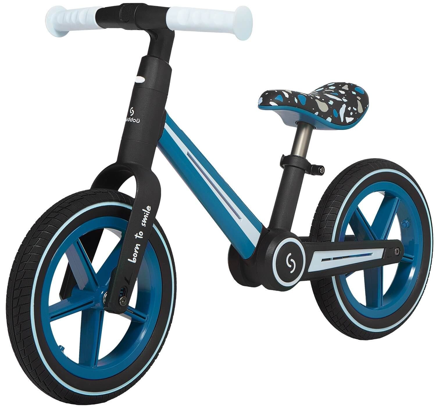 Skiddoü Laufrad Ronny faltbares Laufrad für Kinder bis 30 kg verstellbar in 3 Farben 12 Zoll, inkl. Malbuch blau