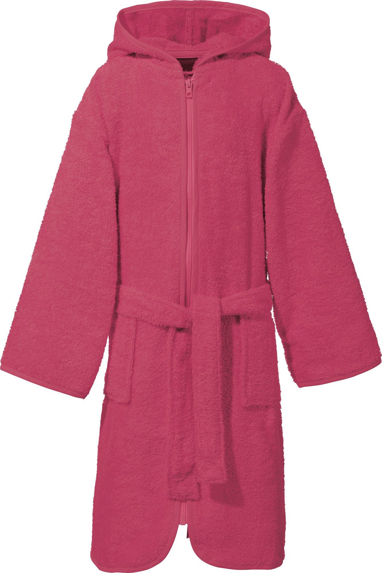 Erwin Müller Kinderbademantel Kinder-Kapuzenbademantel, Rückenlänge: 69 cm, Frottier, mit Kapuze/mit Aufsatztasche: /Reißverschluss:, V03, Walk-Frottier Uni