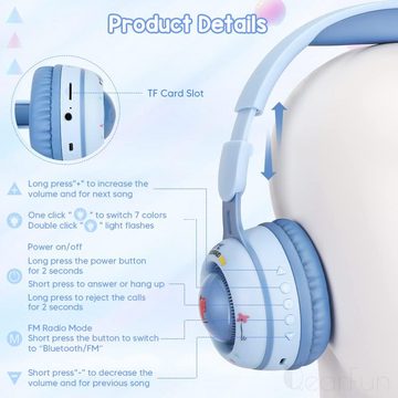 JYPS Kleine Entdecker Kinder-Kopfhörer (Lichtsteuerung, stabile Verbindung und bequemen Tragekomfort. Ideal für unterwegs, mit LED-Lichtern: Bunte Designs, kinderfreundliche Lichtsteuerung)