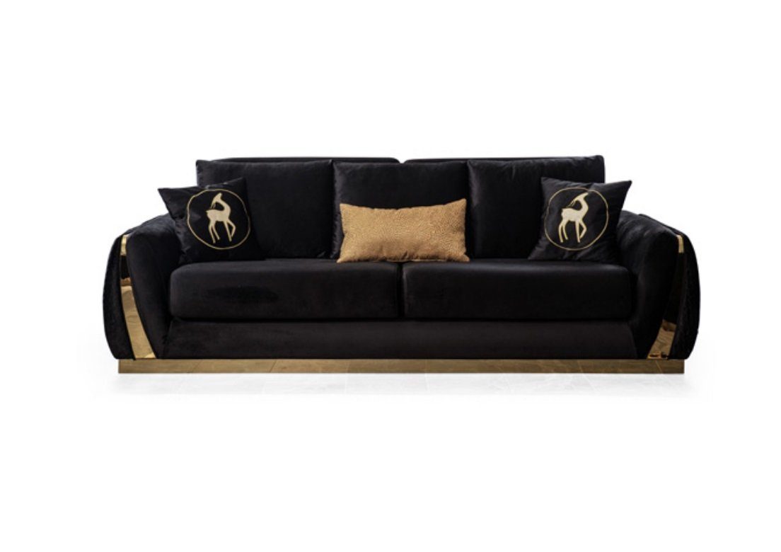 JVmoebel 3-Sitzer, Design Dreisitzer Moderne Couch Schwarz Couchen Luxus Sofa Möbel