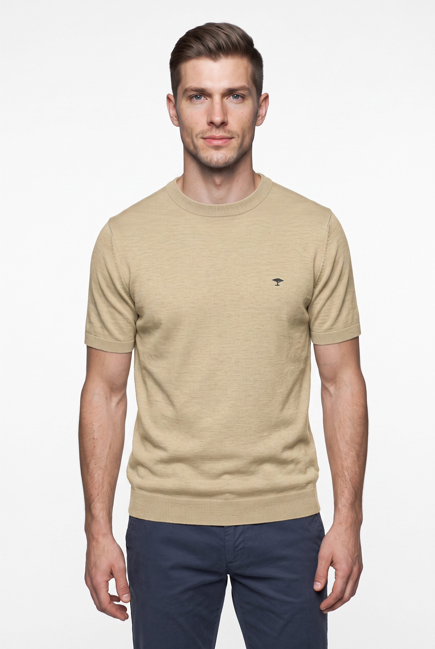 FYNCH-HATTON Rundhalspullover mit Logo Stickerei