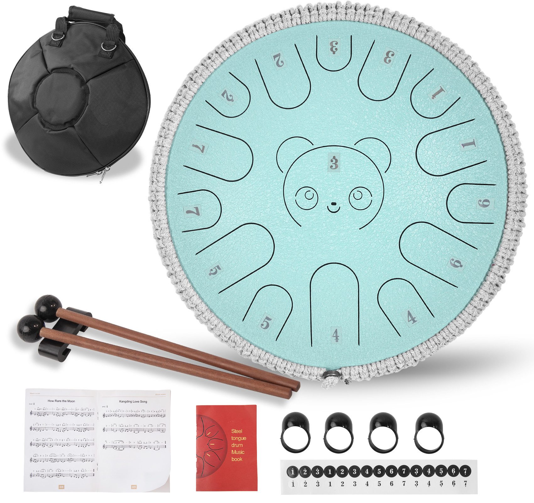ElitVita Handtrommel 14 Zoll Regentrommel, 15 Töne 1 C-Taste, mit Fingerpick Schlägel, 1-St., Zungentrommel Sonodrum Tongue Drum für Anfänger Professionelle Handpan