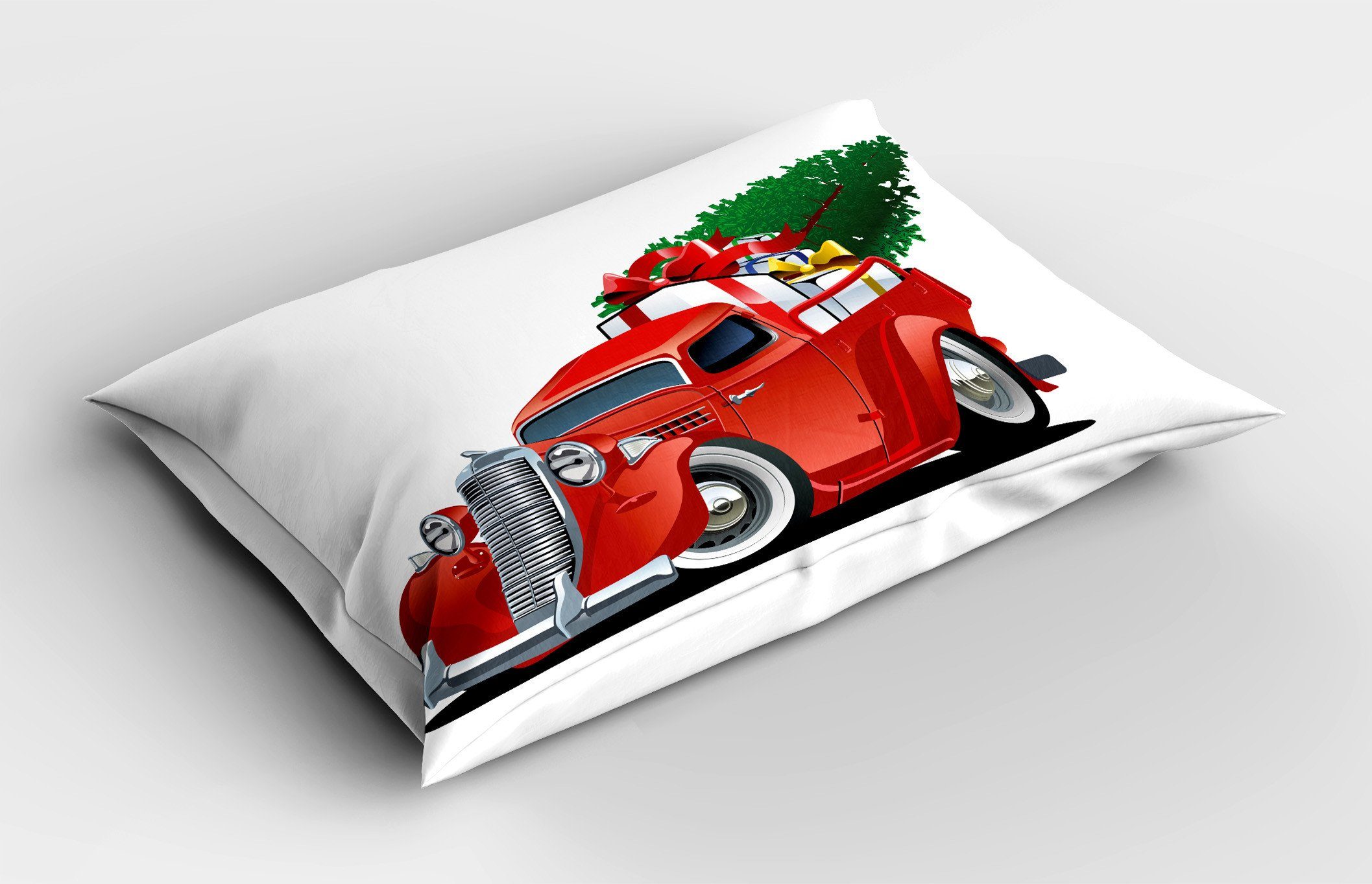Standard Kissenbezug, King Truck Stück), Weihnachten American Dekorativer Kissenbezüge Gedruckter Size Red (1 Abakuhaus