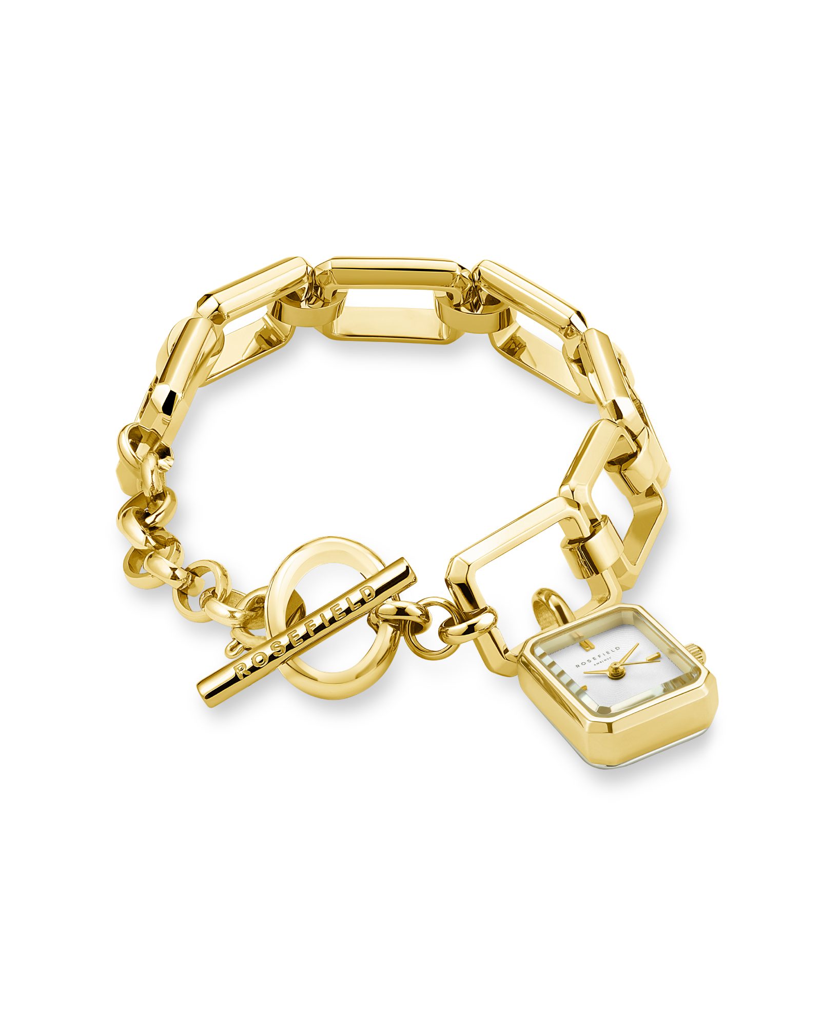 ROSEFIELD Quarzuhr ROSEFIELD Damenuhr mit Anhängerkette Octagon 18.5mm Goldfarben