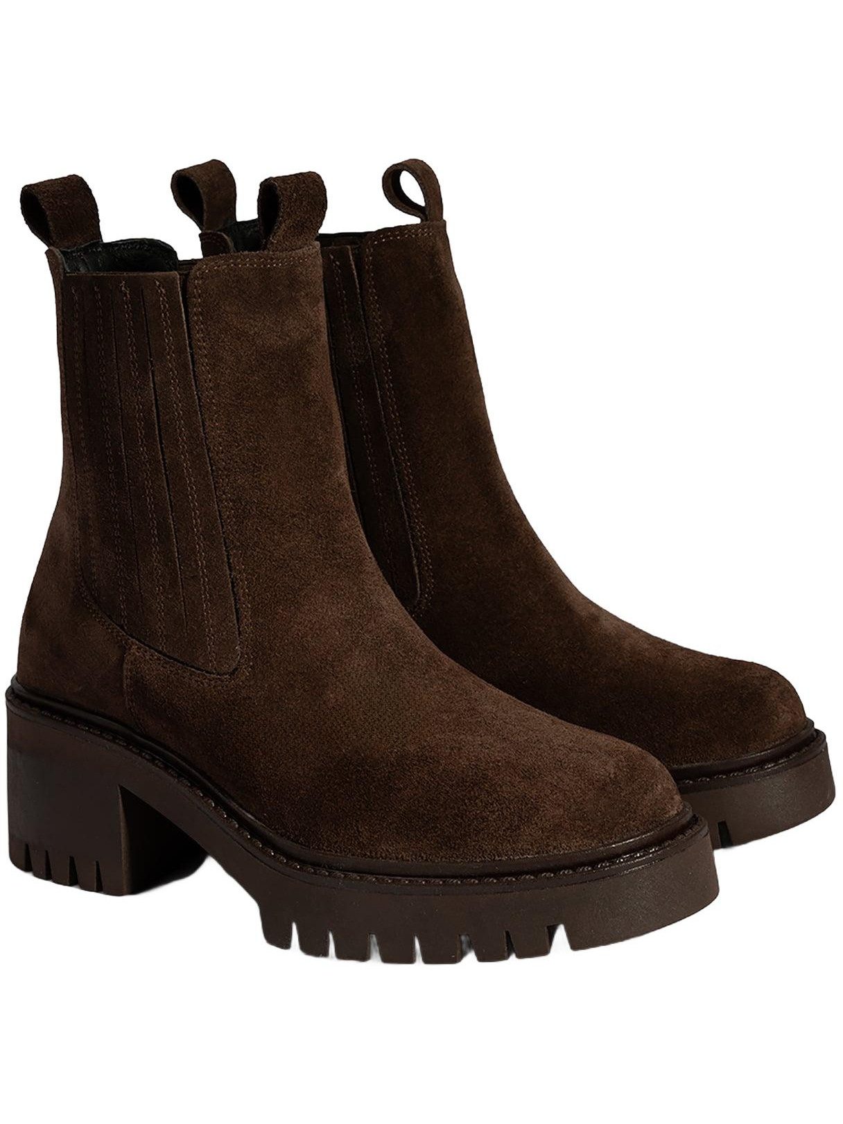 Desa Damen-Wildlederstiefel – Blockabsatz, elastische Schnürsenkel, Te Stiefel