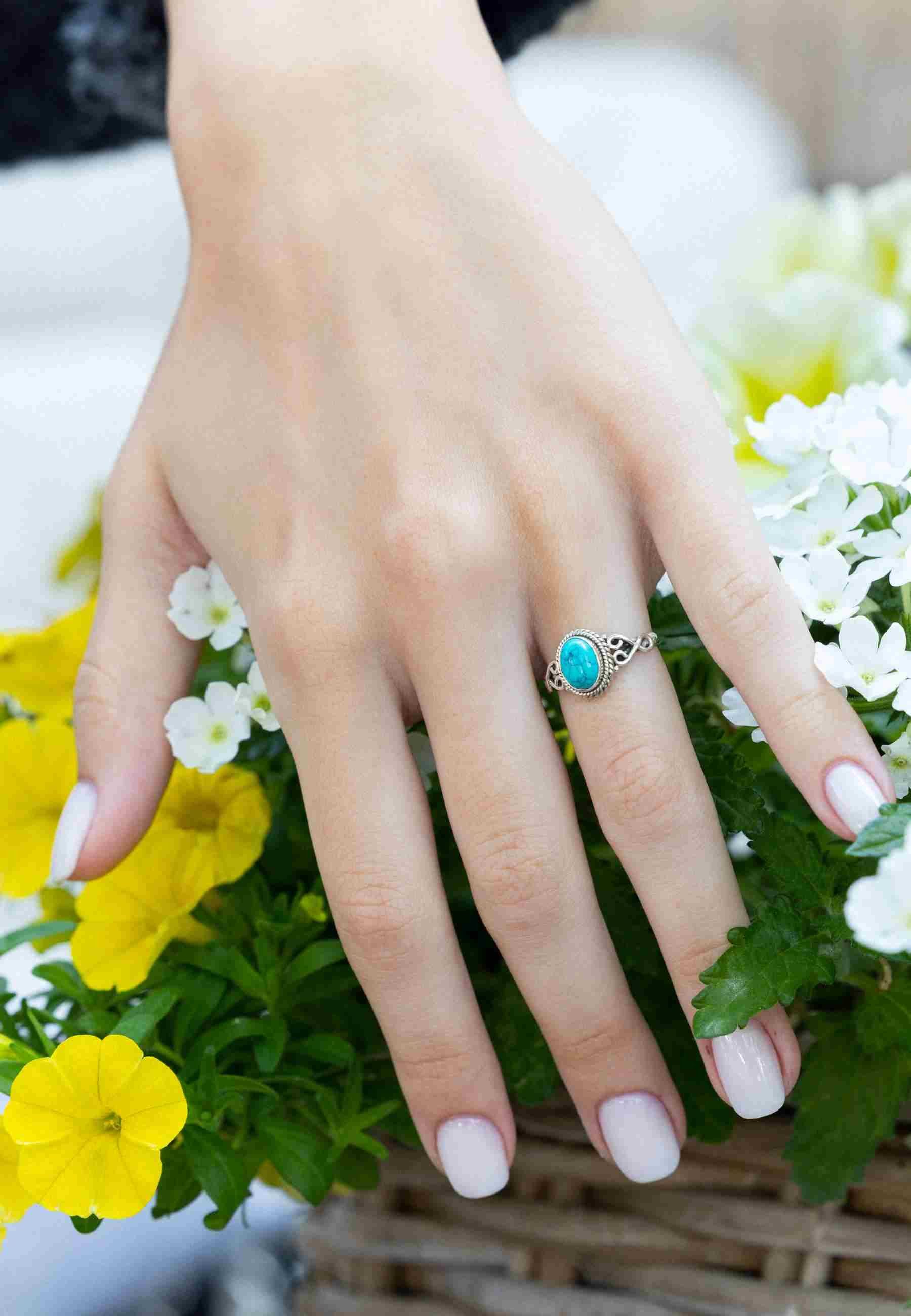 mantraroma Silberring BAGHIMI oval aus 925 Silber mit Türkis (Ring mit Schm günstig online kaufen