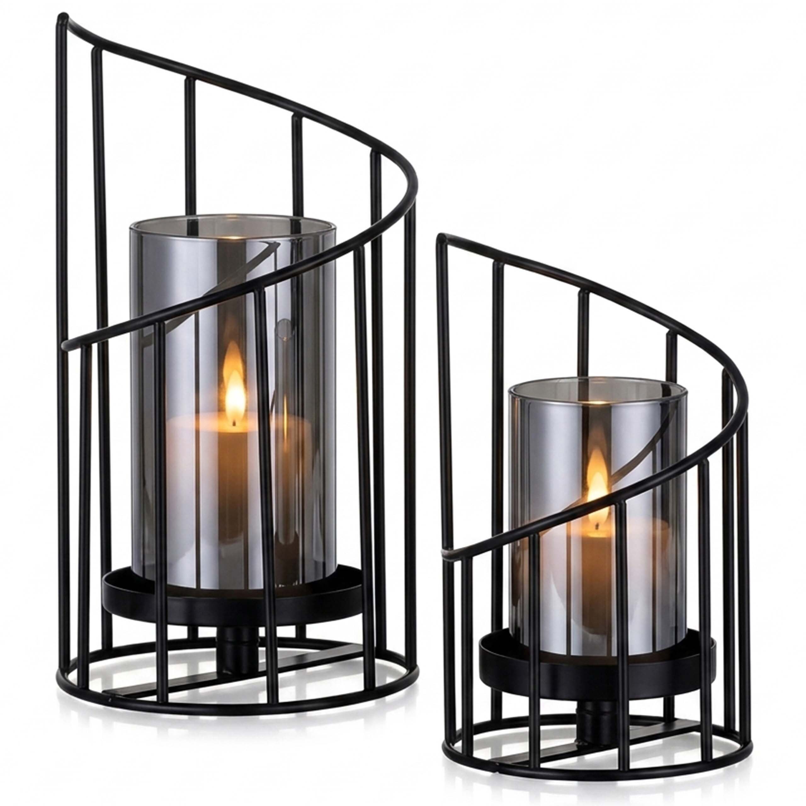 relaxdays Windlicht mit Metallgestell im 2er Set (2 St)