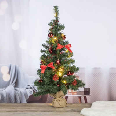 Gravidus Künstlicher Weihnachtsbaum »20 LED Weihnachtsbaum Tannenbaum Christbaum Baum geschmückt rot 75 cm«
