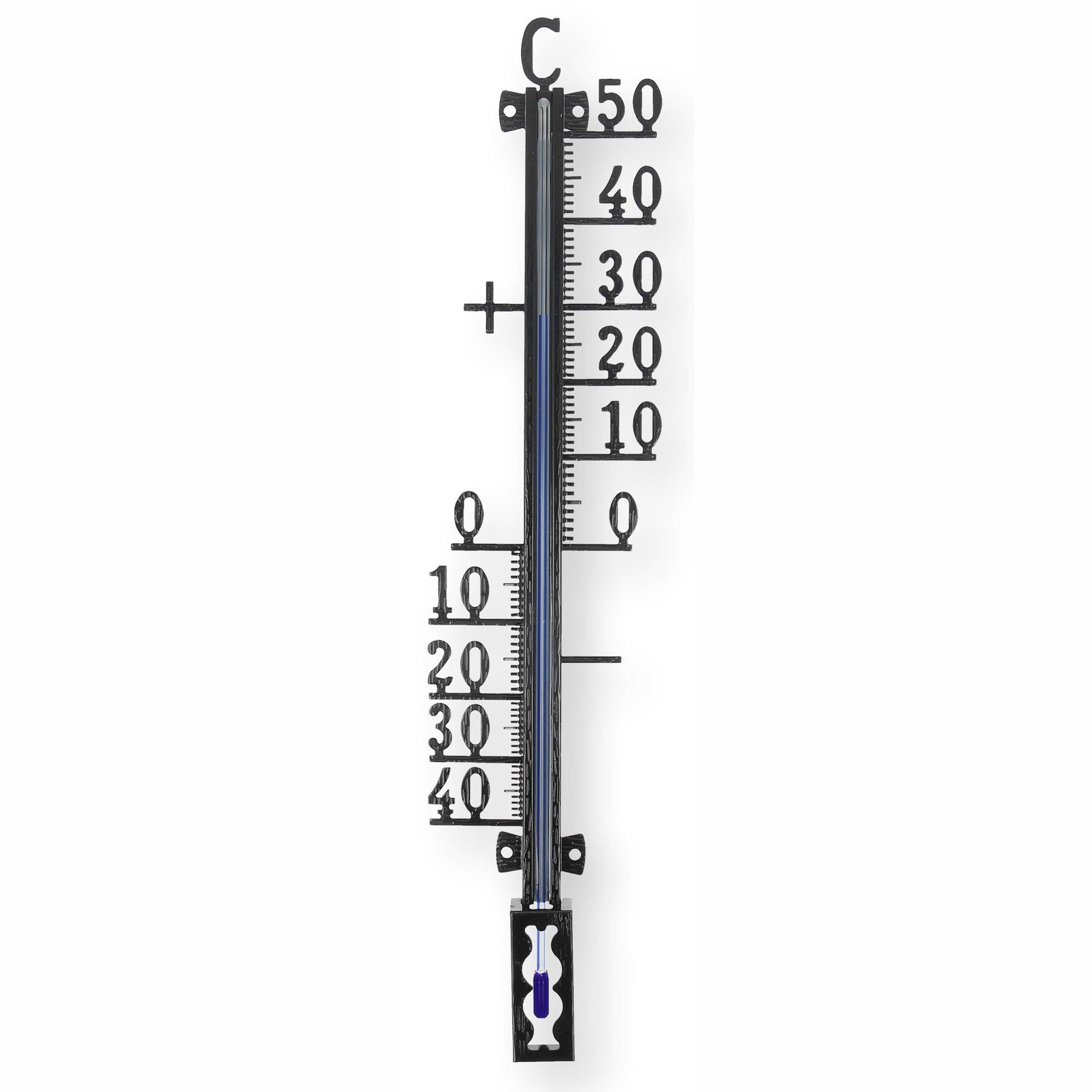 Lantelme Gartenthermometer Metall oder Kunststoff Auswahl Außen Innen Garten Thermometer Analog, Längen Auswählbar, Analoge Temperaturmessung, für Hauswand Balkon Wintergarten Terasse