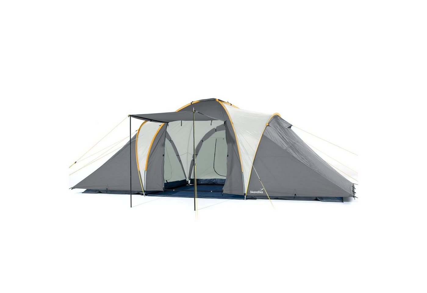 Skandika Kuppelzelt Daytona 6 XL Familienzelt mit 3 großen Schlafkabinen, Personen: 6 (Sonnensegel, Zeltboden für den Innenbereich, Haken für Zeltlampe), 3000 mm Wassersäule, 195 cm Stehhöhe, Moskitonetze, Campingzelt