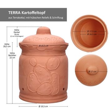 MamboCat Vorratsglas Terra Kartoffeltopf mit Deckel Ø 19,3cm Terrakotta Aufbewahrungsbox, Ton
