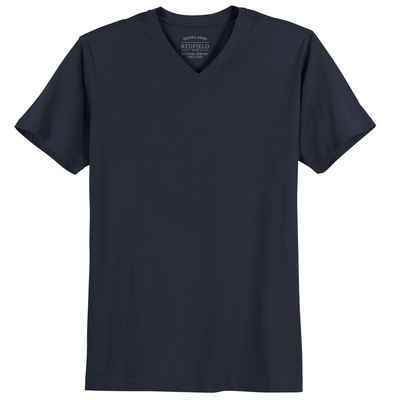 redfield V-Shirt Große Größen Herren T-Shirt dunkelblau Redfield V-Ausschnitt Quentin