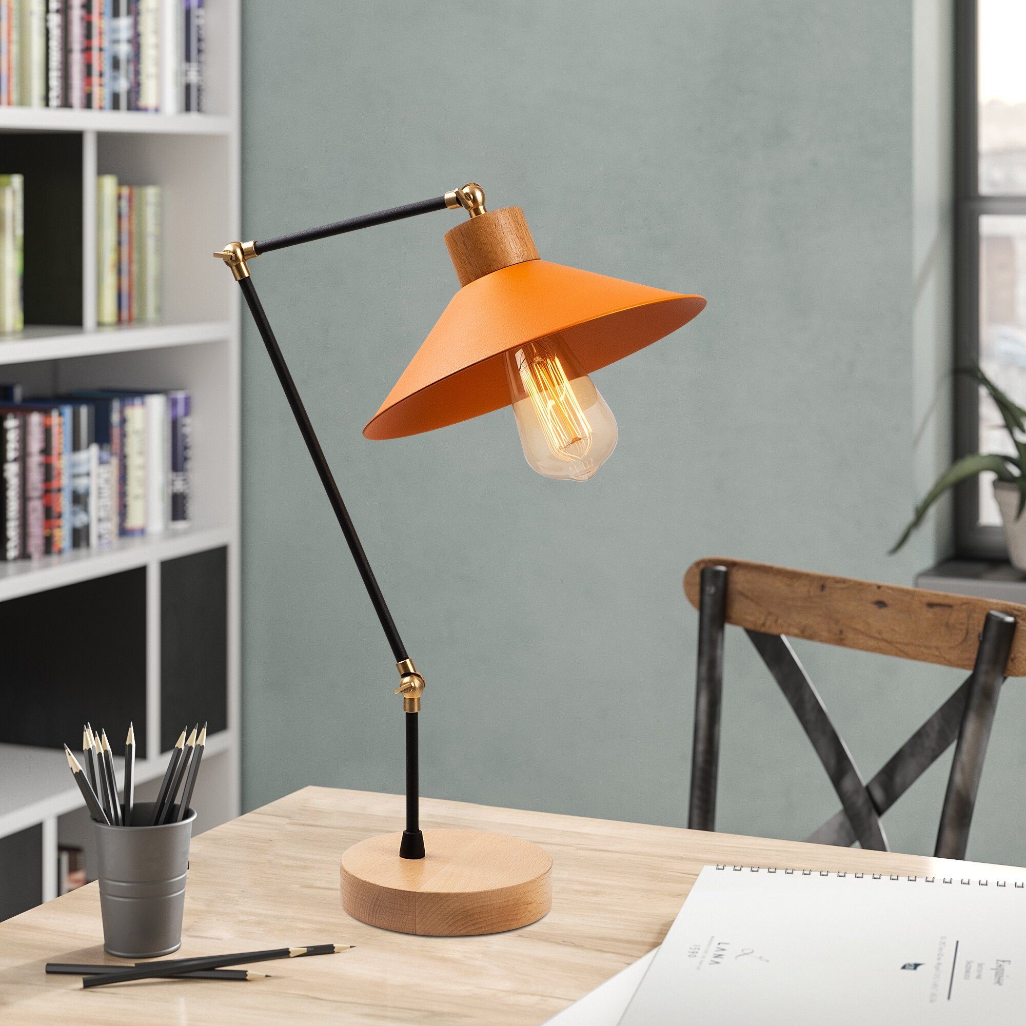 Opviq Schreibtischlampe Manavgat NOR, Orange, Metallkörper | Tischlampen