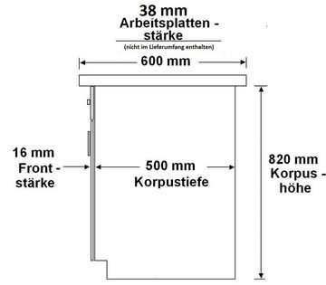 Küchen-Preisbombe Unterschrank 60 cm Küche Vigo Matera Grau + Eiche Lancelot Vollauszug Soft-Close