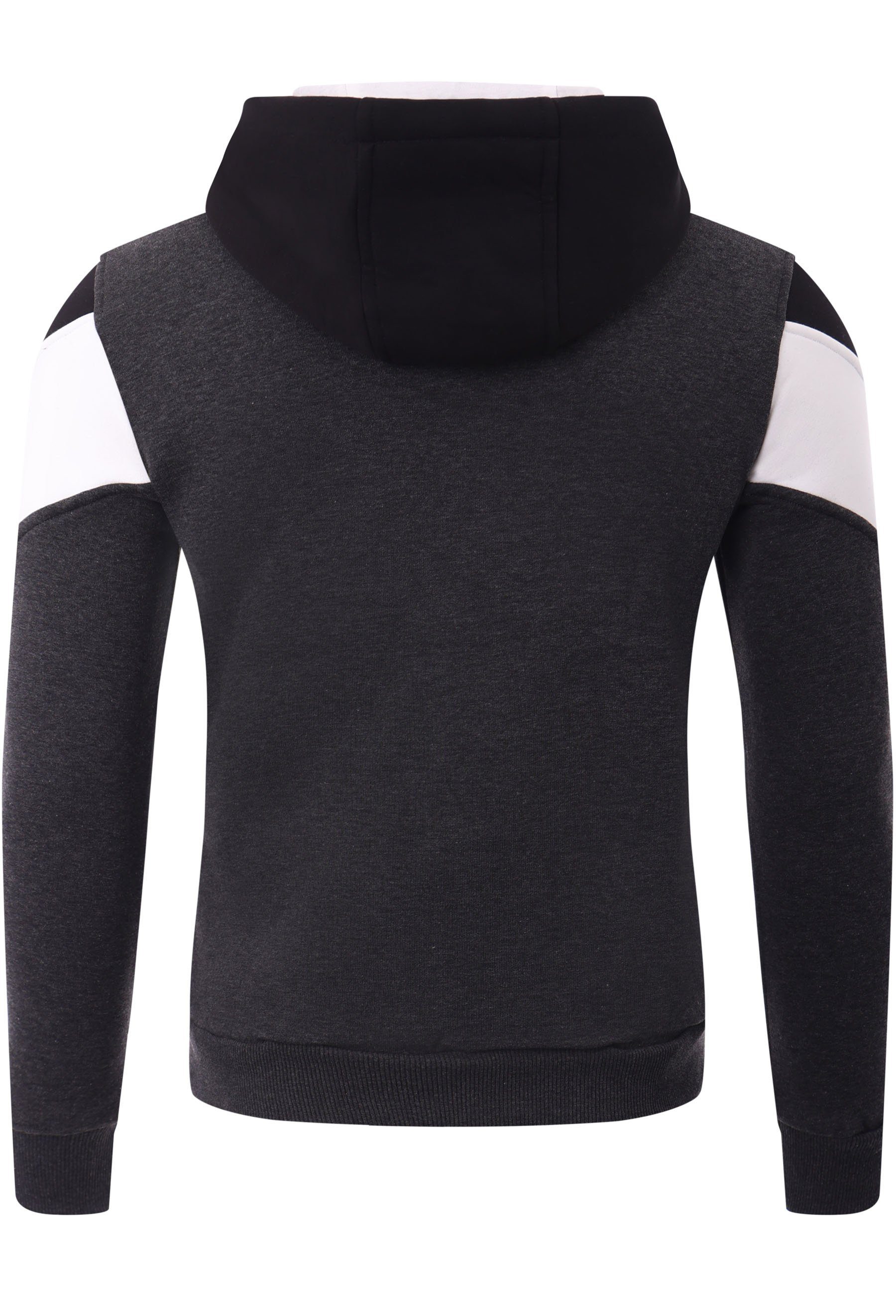 Winter-Pullover Sweater Pulli Zipper Kapuzenpullover anthrazit-schwarz Reslad Reslad Hoodie Sweatshirt RS-1007 (1-tlg) Sweatjacke Sweatjacke