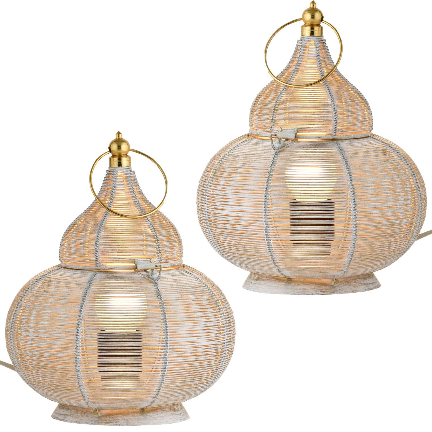 Marrakesch Orient & Mediterran Interior Nachttischlampe 2er Set Orientalische Deko Tischlampe Nachttischlampe Lampe Tamara, ohne Leuchtmittel, Handarbeit