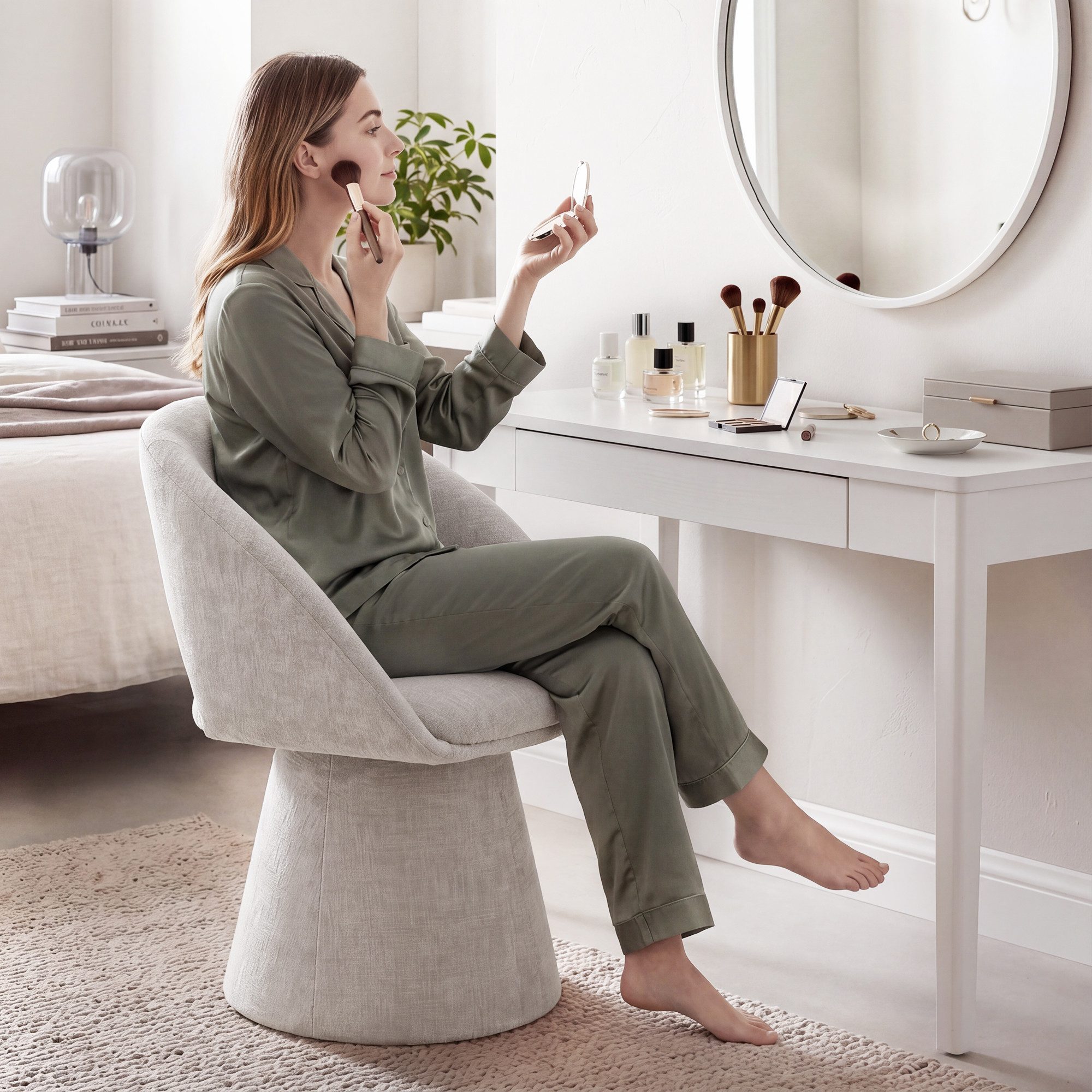 Duhome Esszimmerstuhl (7307A1), 360° Drehbar, Chenille, Hohle Rückenlehne, Esszimmer & Wohnzimmer
