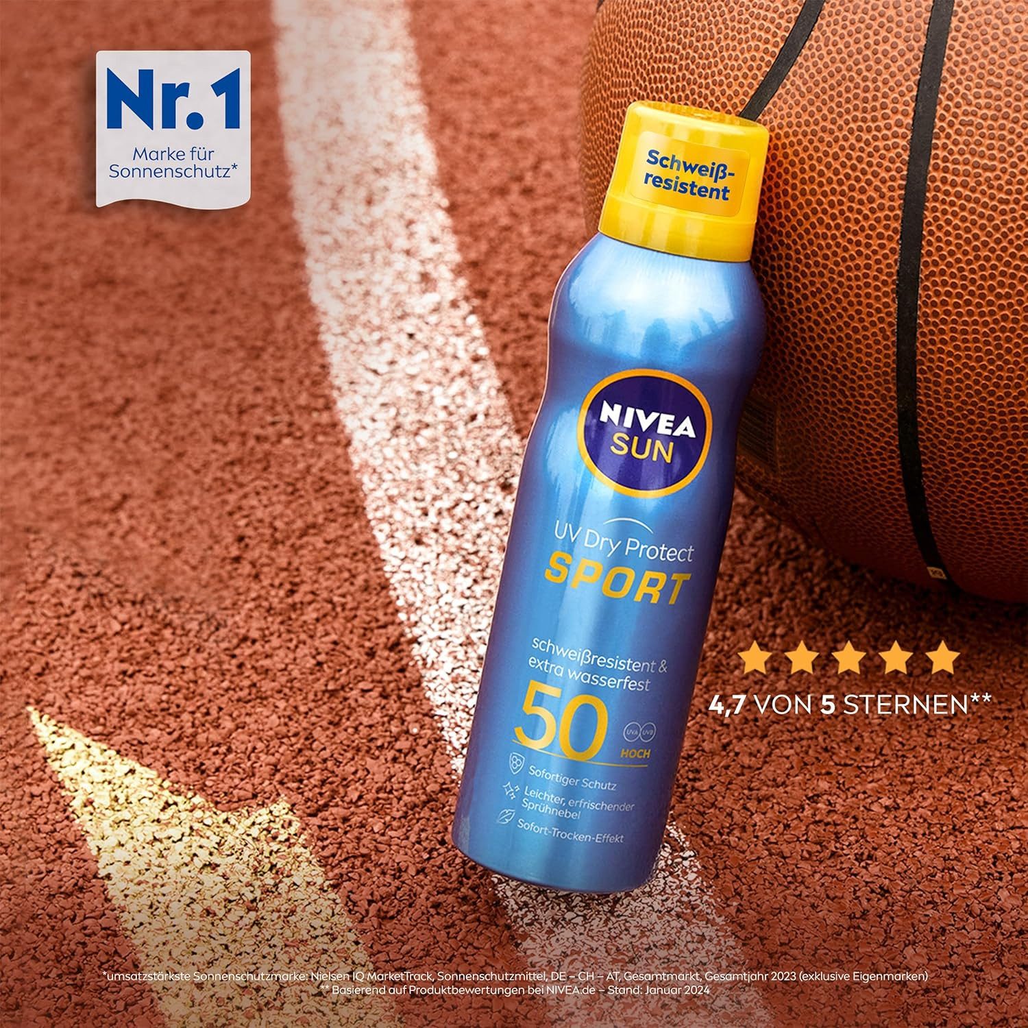 Nivea Sonnenschutzspray UV Dry Protect Sport erfrischendes Spray LF50, 200 ml, 1-tlg.