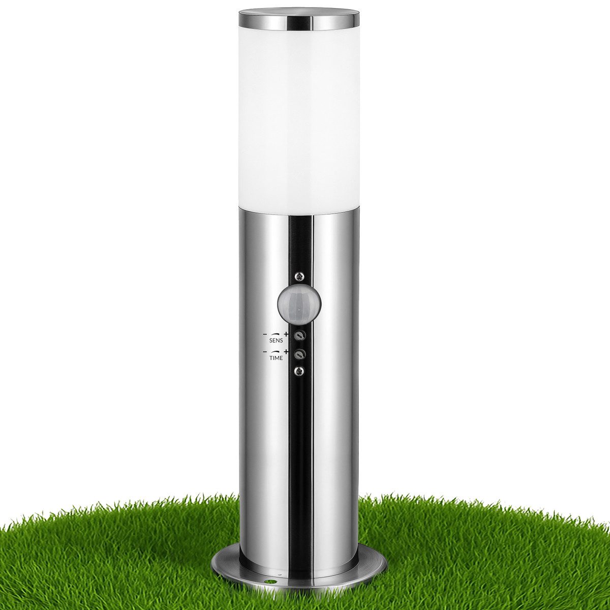 monzana Gartenleuchte, Außenleuchte mit Bewegungsmelder, Einstellbar Edelstahl 50cm IP44 Gartenlampe Wegeleuchte Außen Silber