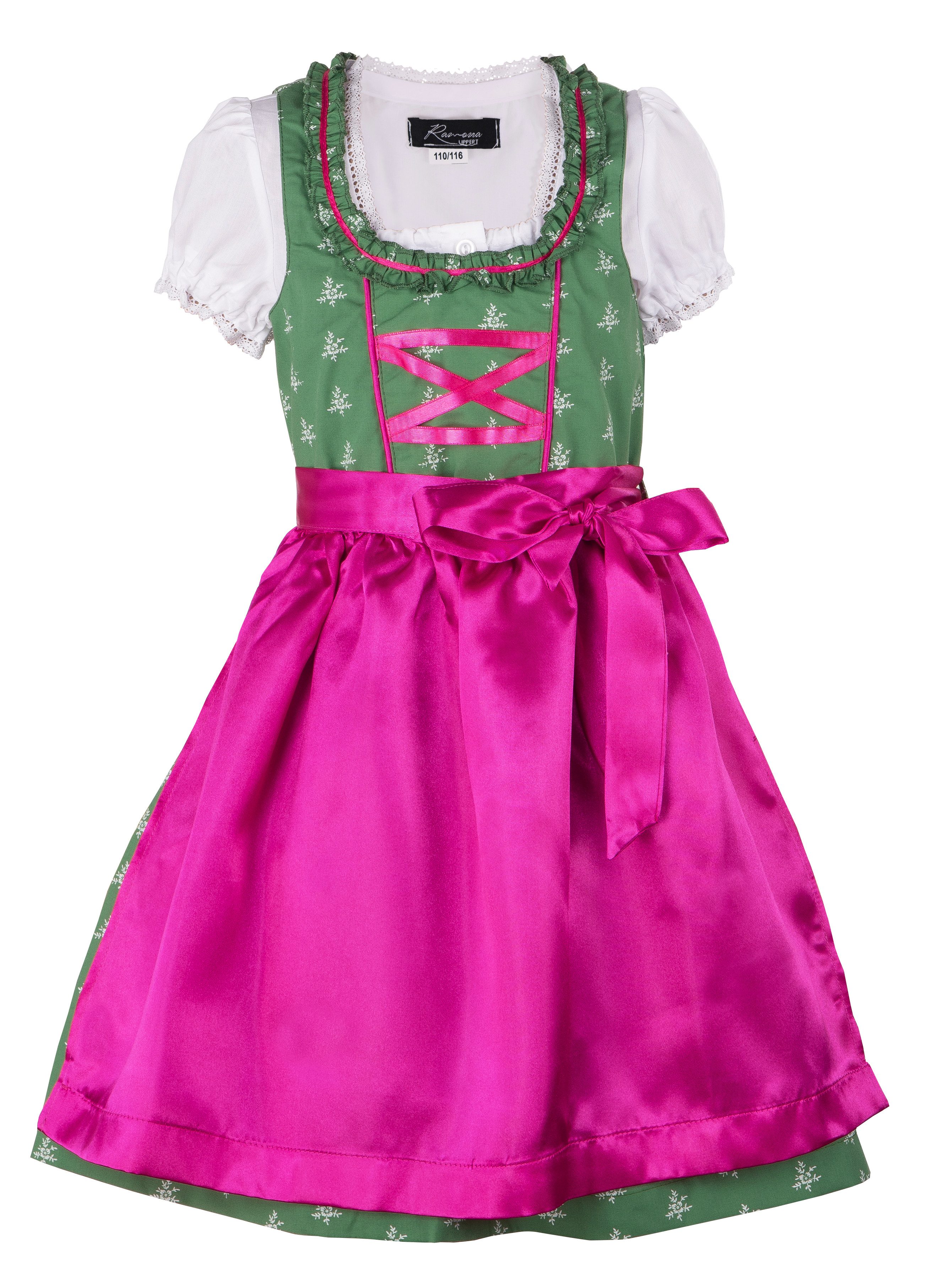 Dirndl Kinderdirndl Franziska dunkelgrün 3 teiliges Trachtenkleid