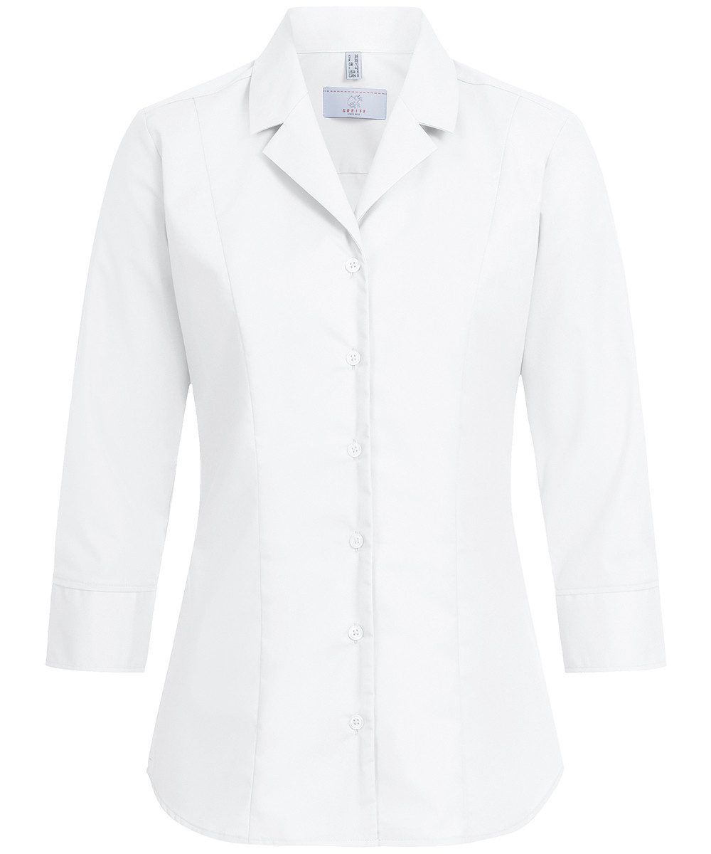 Kurzarmbluse Greiff Corporate BASIC Damen Bluse 3/4 Kent Regular-Fit Weiß