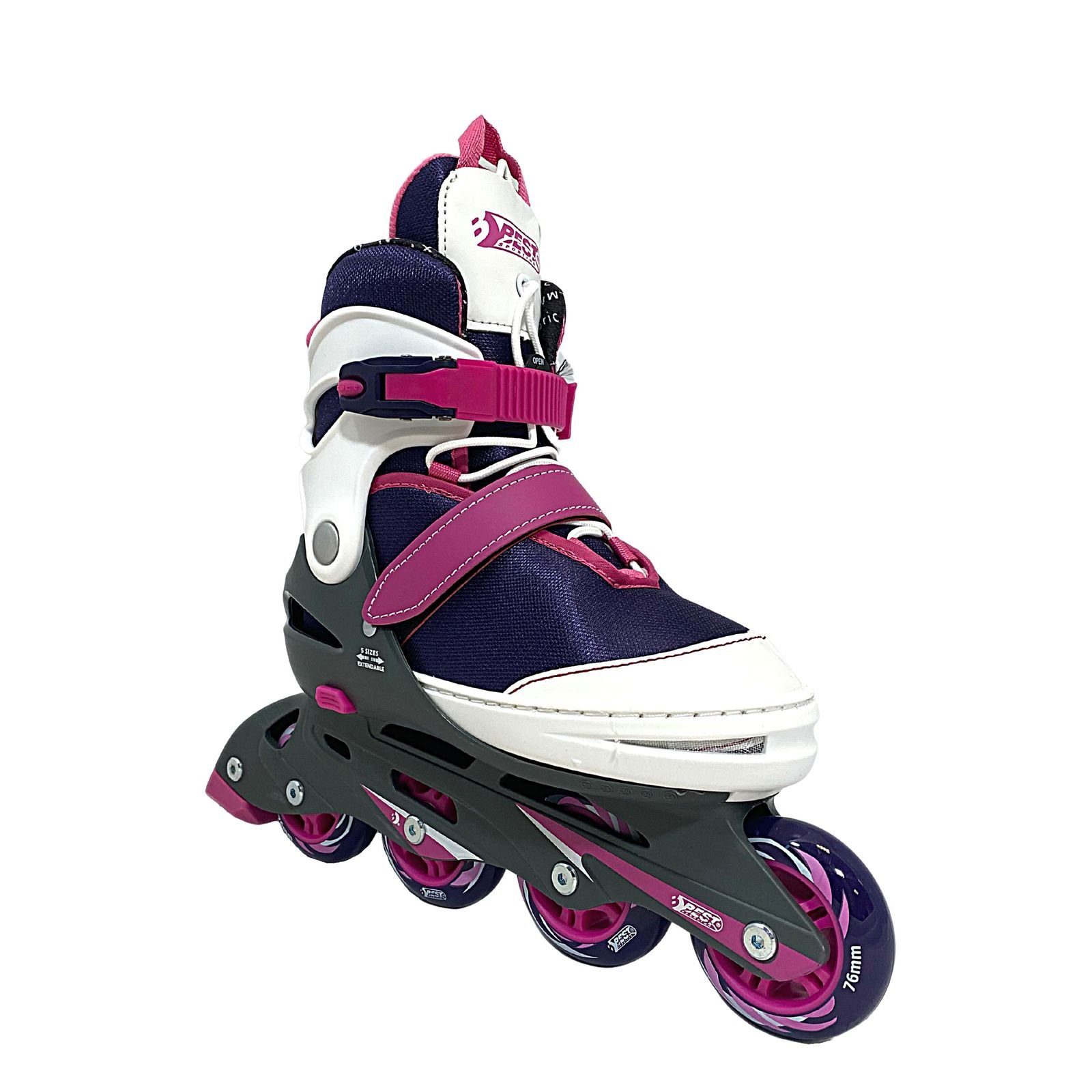 Best Sporting Schlittschuhe Inliner für Kinder 5-fach größenverstellbar in lila/pink, Kinder Inliner mit Bremse I Mit 4 Rollen I Für Mädchen