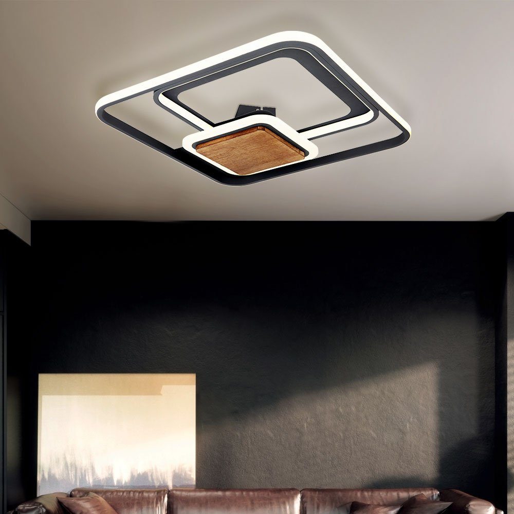 verbaut, Deckenlampe Holzlampe LED-Leuchtmittel LED Wohnzimmerlampe Holz fest Deckenleuchte Warmweiß, LED Deckenleuchte, etc-shop