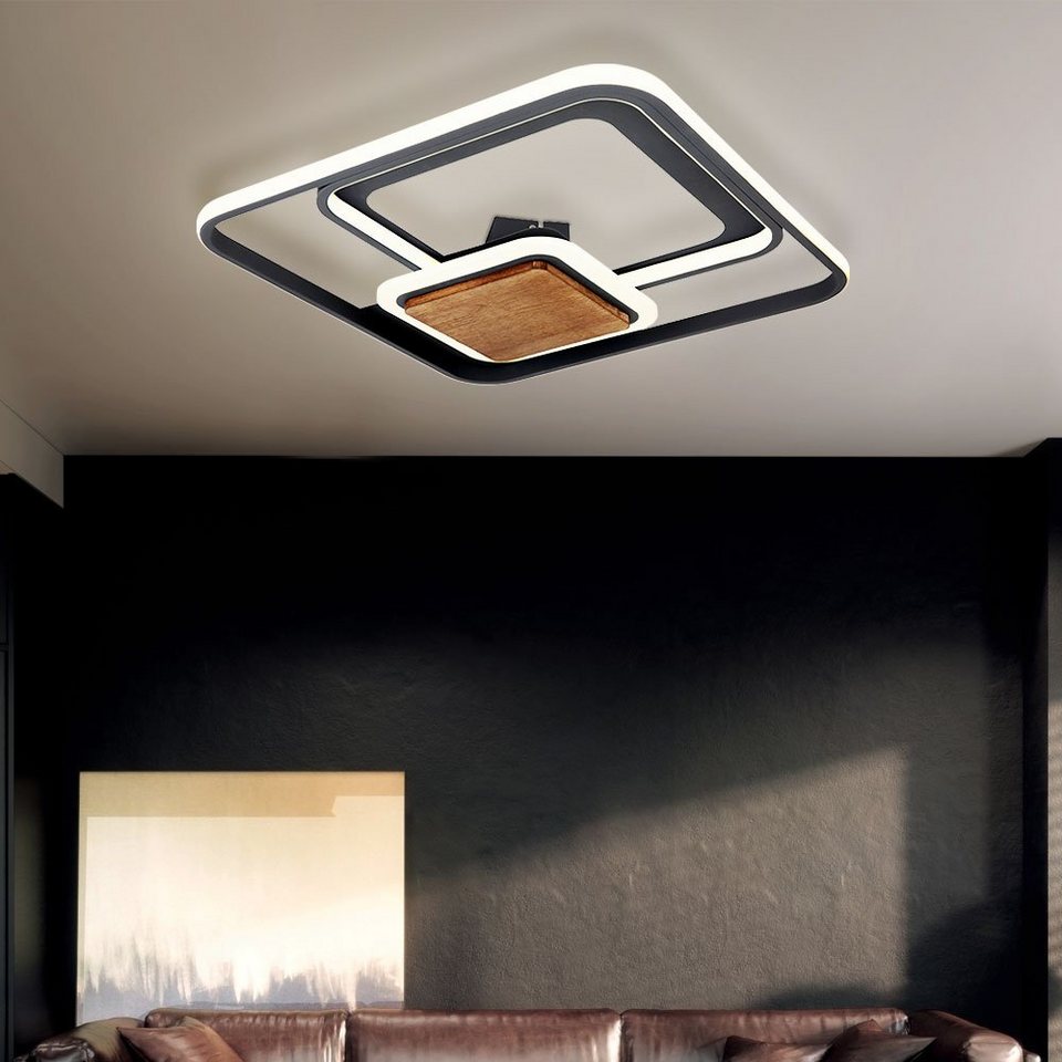 Deckenleuchte LED Deckenlampe fest Warmweiß, etc-shop Holz verbaut, Deckenleuchte, Wohnzimmerlampe LED LED-Leuchtmittel Holzlampe