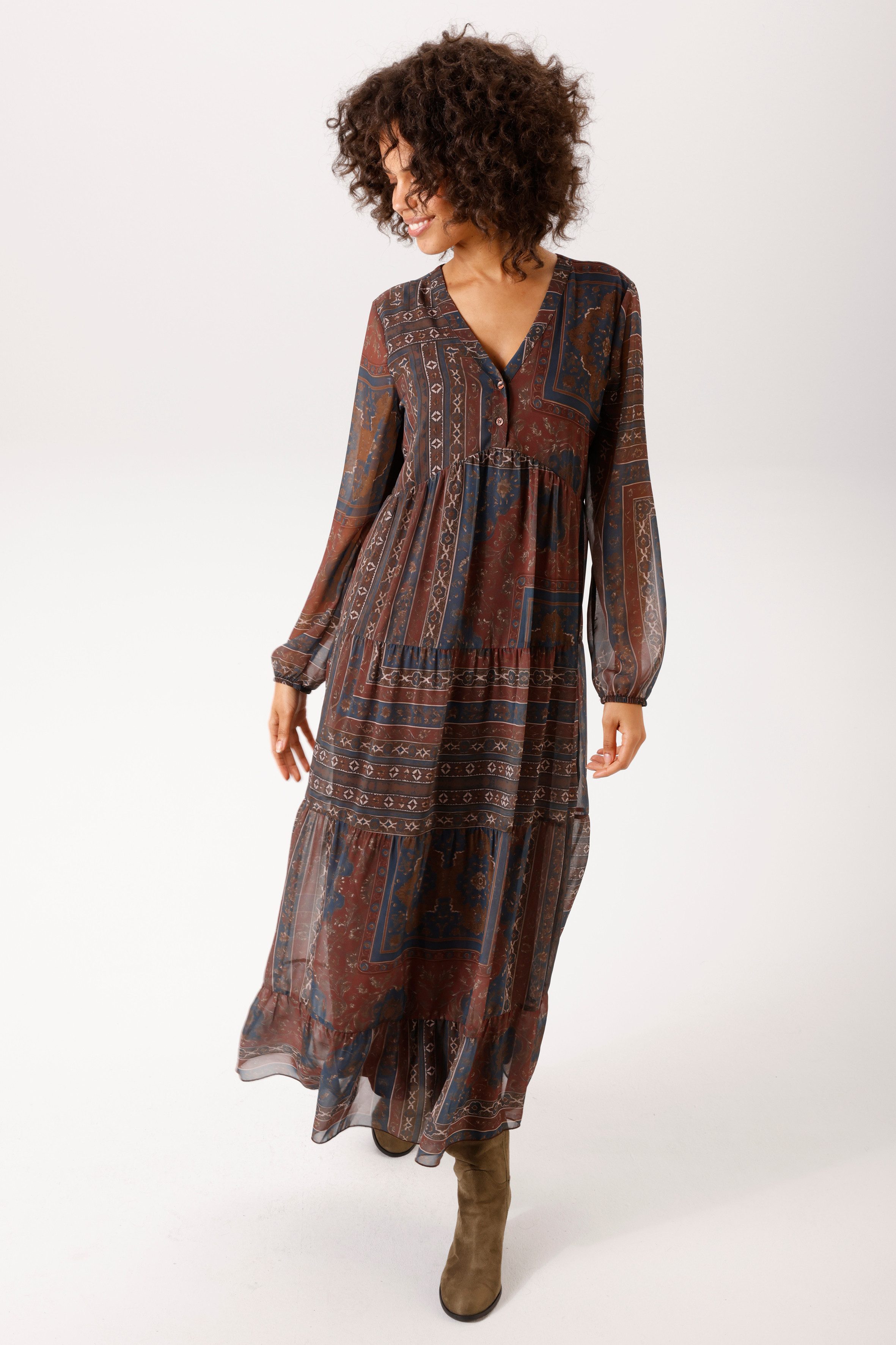Aniston CASUAL Maxikleid im Folklore-Look - jedes Teil ein Unikat - NEUE KOLLEKTION