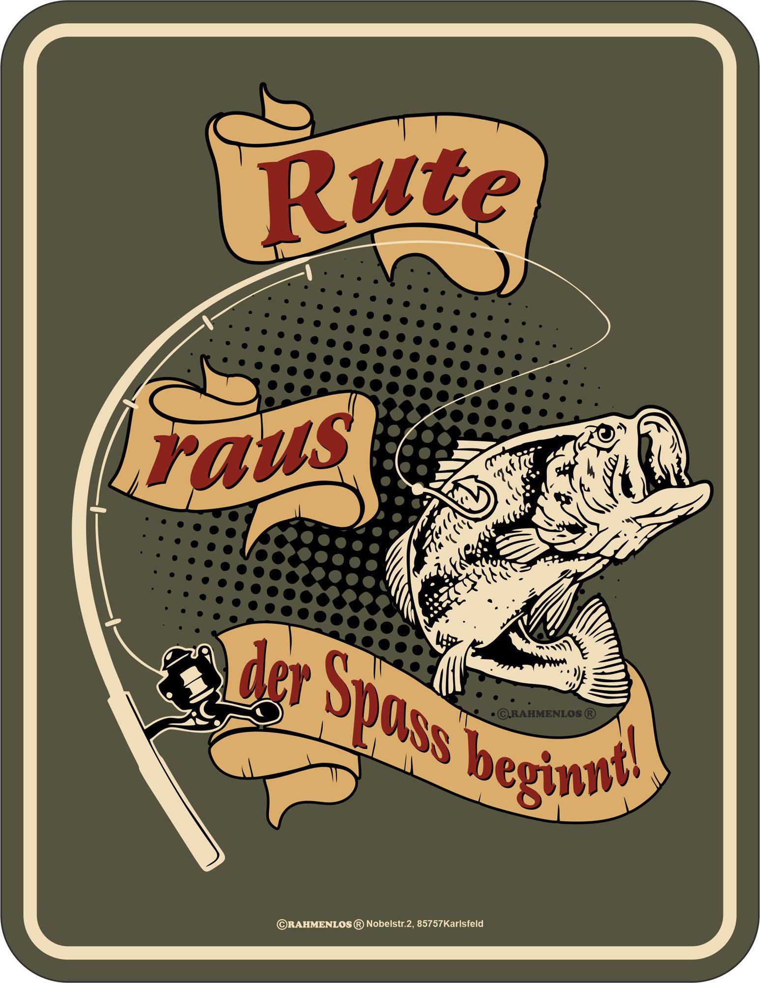 Metallschild Angeln - Fun-Schilder - Rute raus