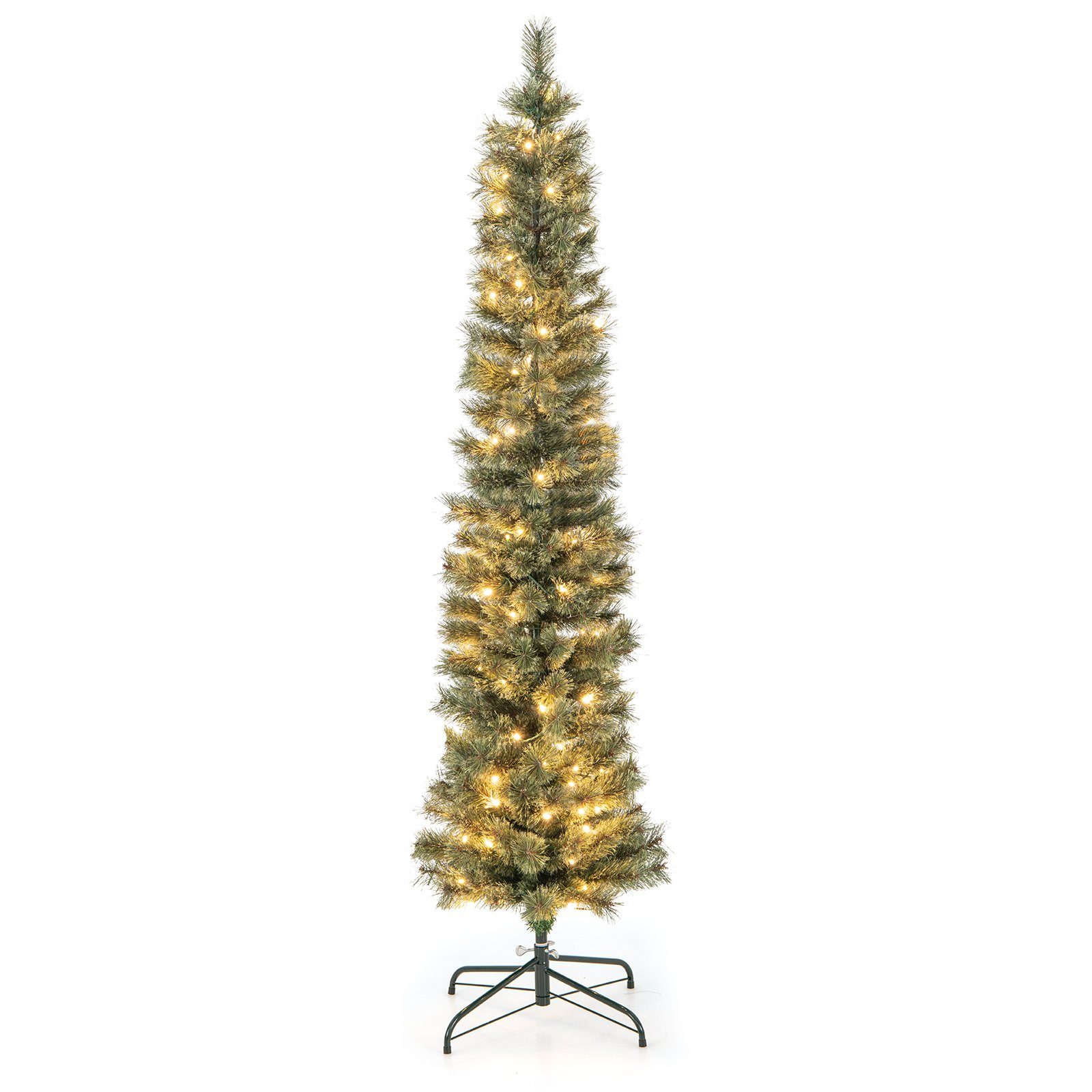 105 Künstlicher LEDs 180cm COSTWAY Bleistift Tannenbaum mit Weihnachtsbaum,