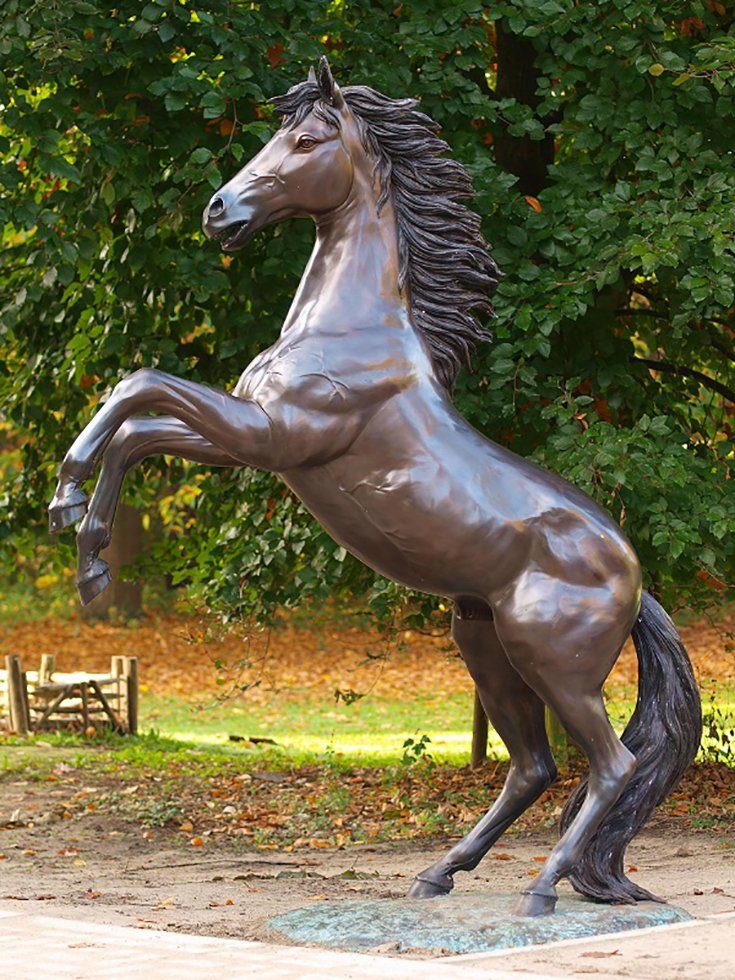 Bronze IDYL Gartenfigur Aufbäumendes IDYL Bronze-Skulptur Pferd,