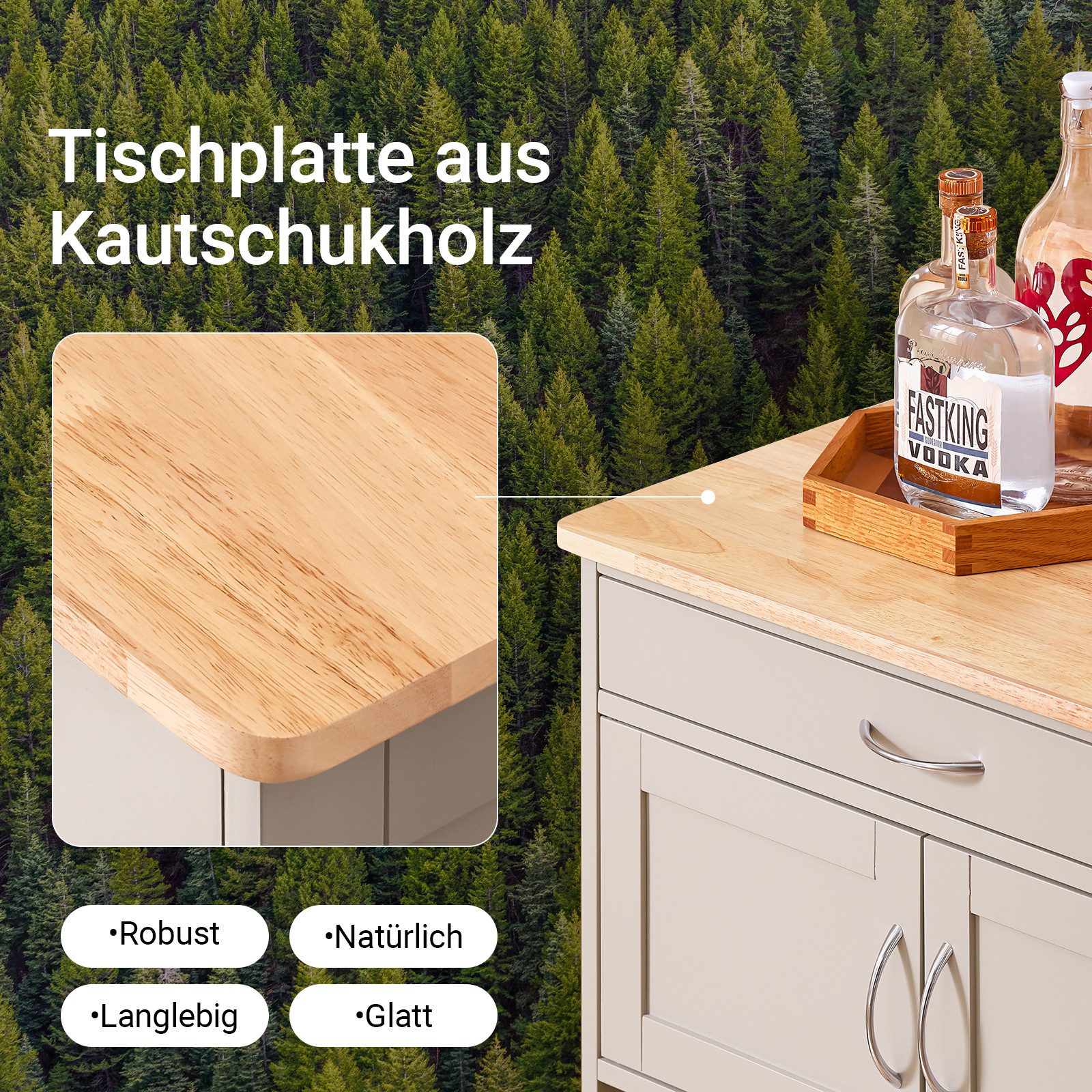 SoBuy Küchenwagen FKW45, Küchenwagen auf Rollen, Kücheninsel, Küchenregal, Servierwagen mit Flaschenablagen Weinschrank Rollwagen Küche Esszimmer – Bild 5 von 5