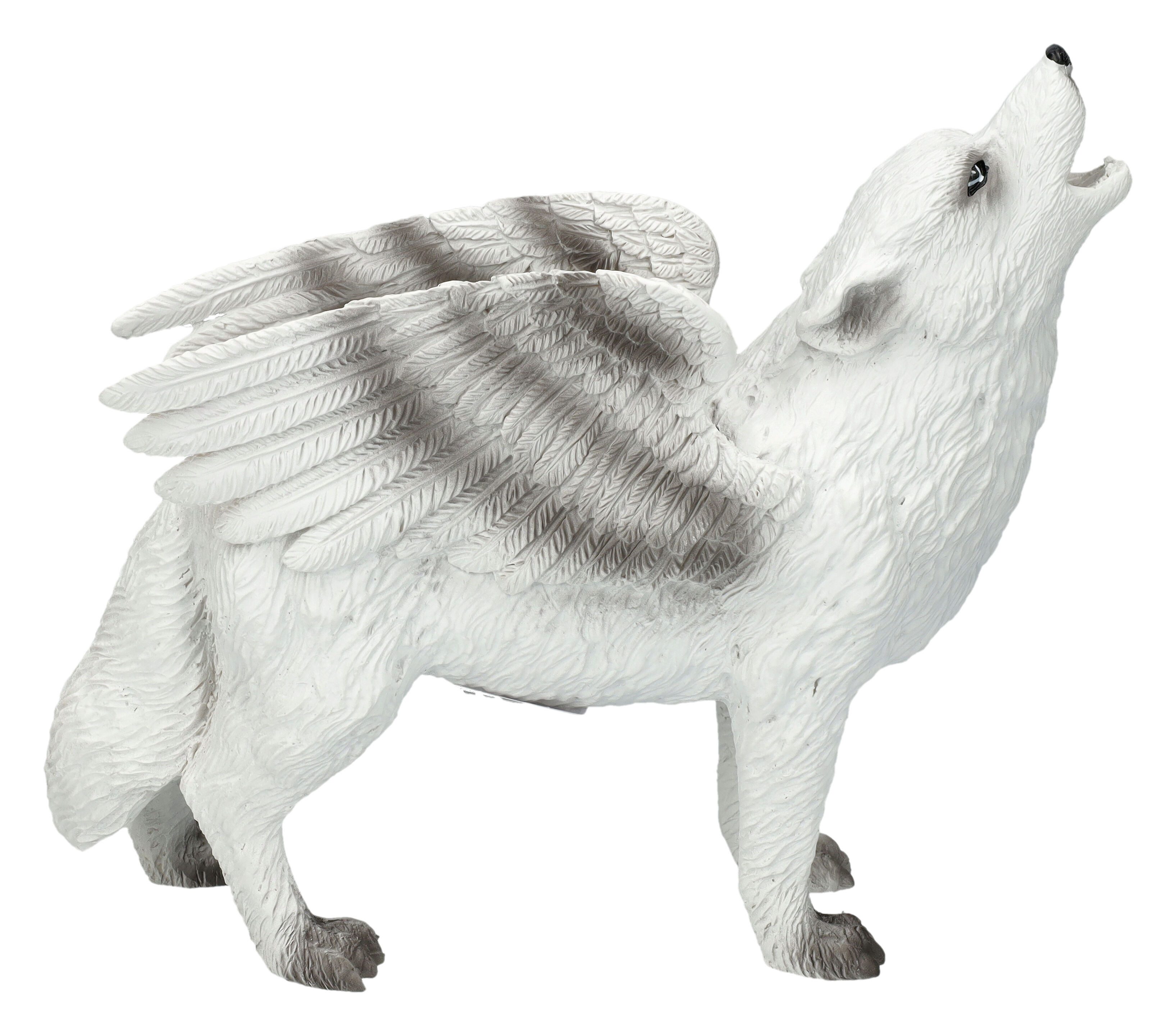 Figuren Shop GmbH Tierfigur Wolf Figur - Gefllügelter Wolf mit Engelsflügeln - Fantasy Tierfigur