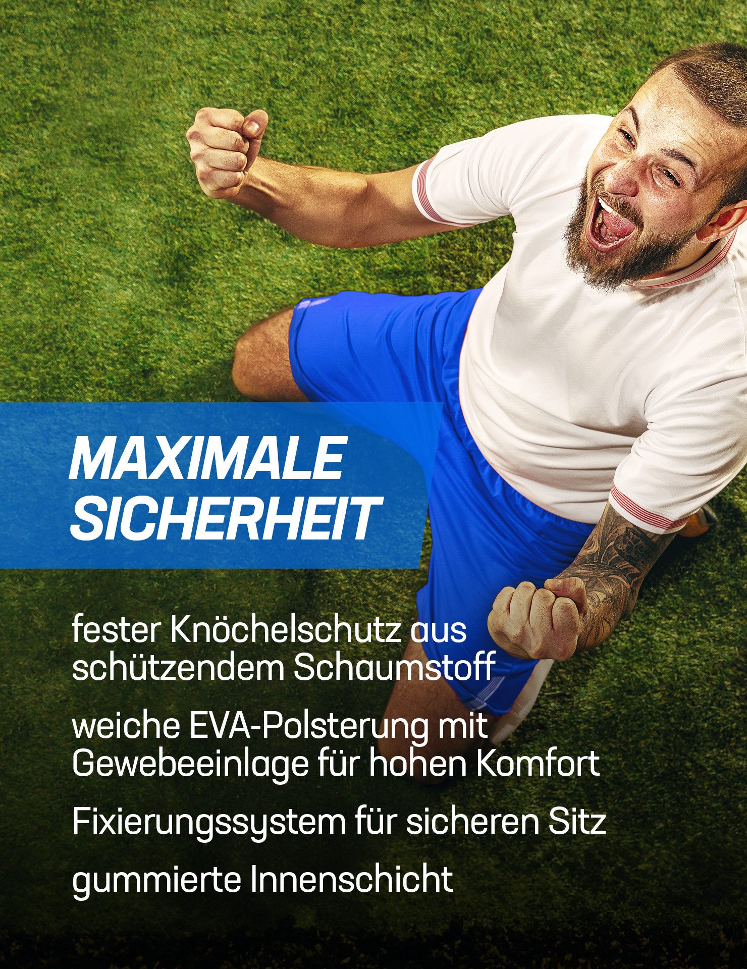 JELEX Fußball Schienbeinschoner "Protector" Herren Schienbeinschoner, Hartschalenschild mit EVA-Polsterung – Bild 4 von 5