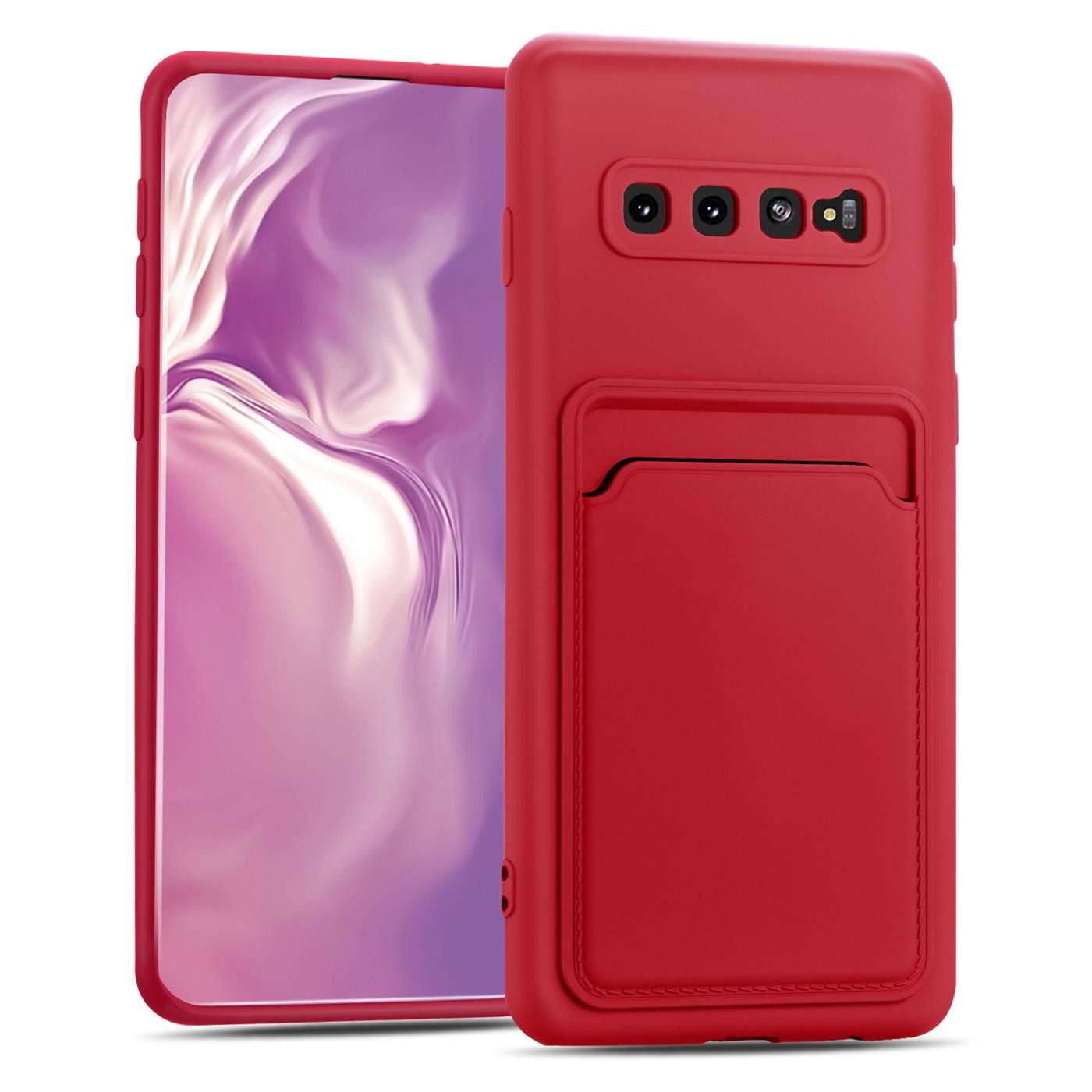 CoolGadget Handyhülle Card Case Handy Tasche für Samsung Galaxy S10 6,1 Zoll, Silikon Schutzhülle mit Kartenfach für Samsung Galaxy S10 Hülle