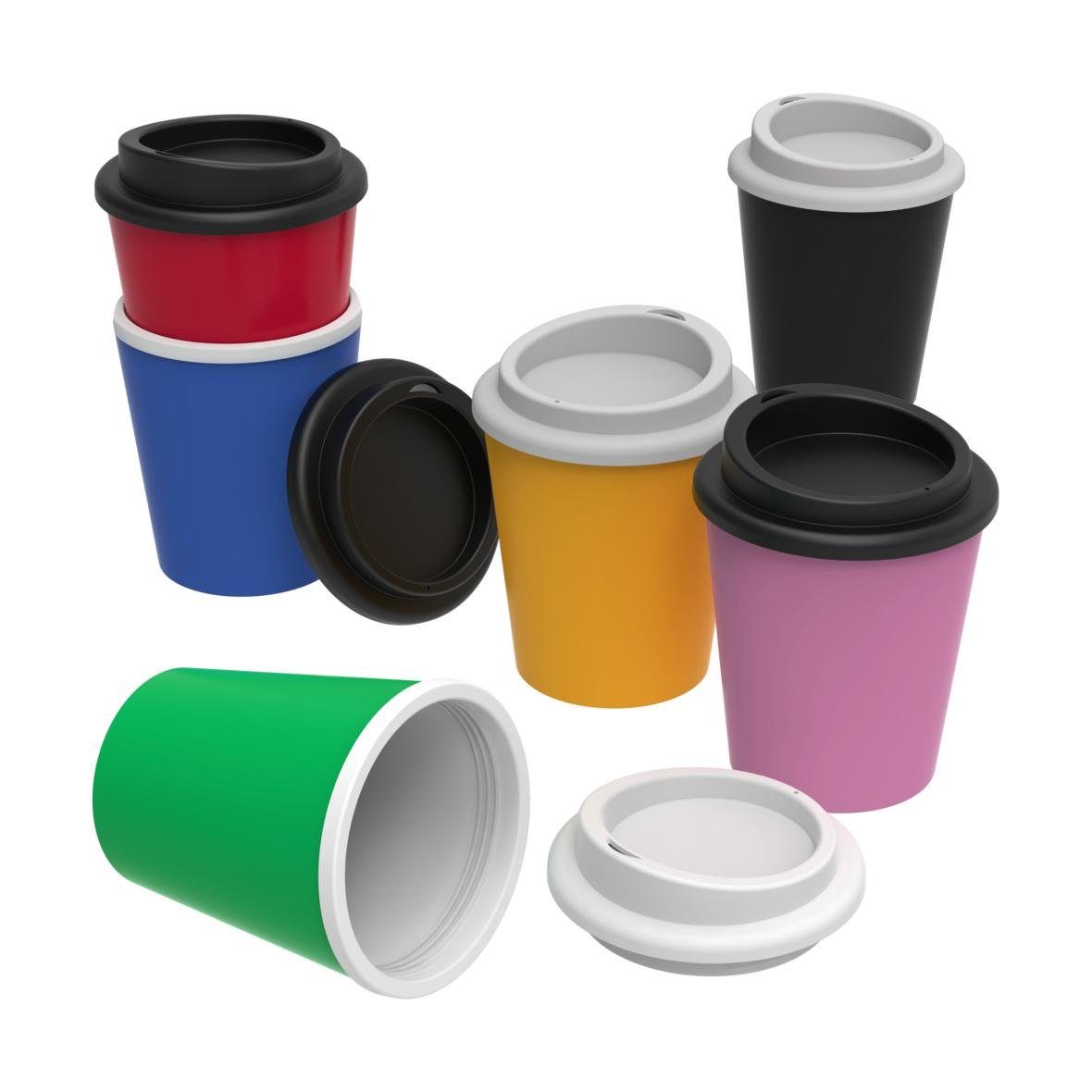 elasto Coffee-to-go-Becher doppelwandiger Kaffeebecher mit Deckel 250ml für unterwegs, Made in Germany, BPA-frei, 100% recyclebar, Heißgetränke, Teebecher