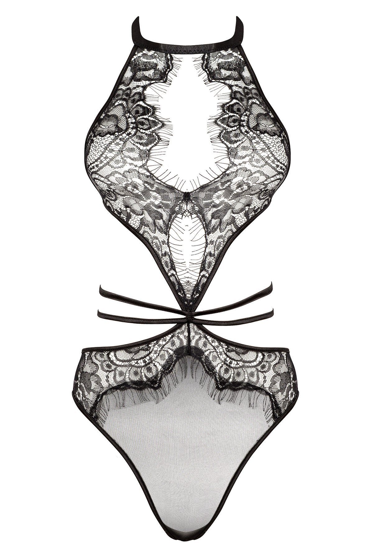rückenfrei Monokini schwarz Night Beauty Stringbody Aliyah Body transparent Fashion